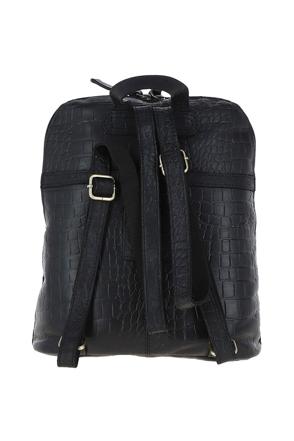 Black 'Bonfanti' Croc Print Real Leather Mini Backpack, Image 3 of 3