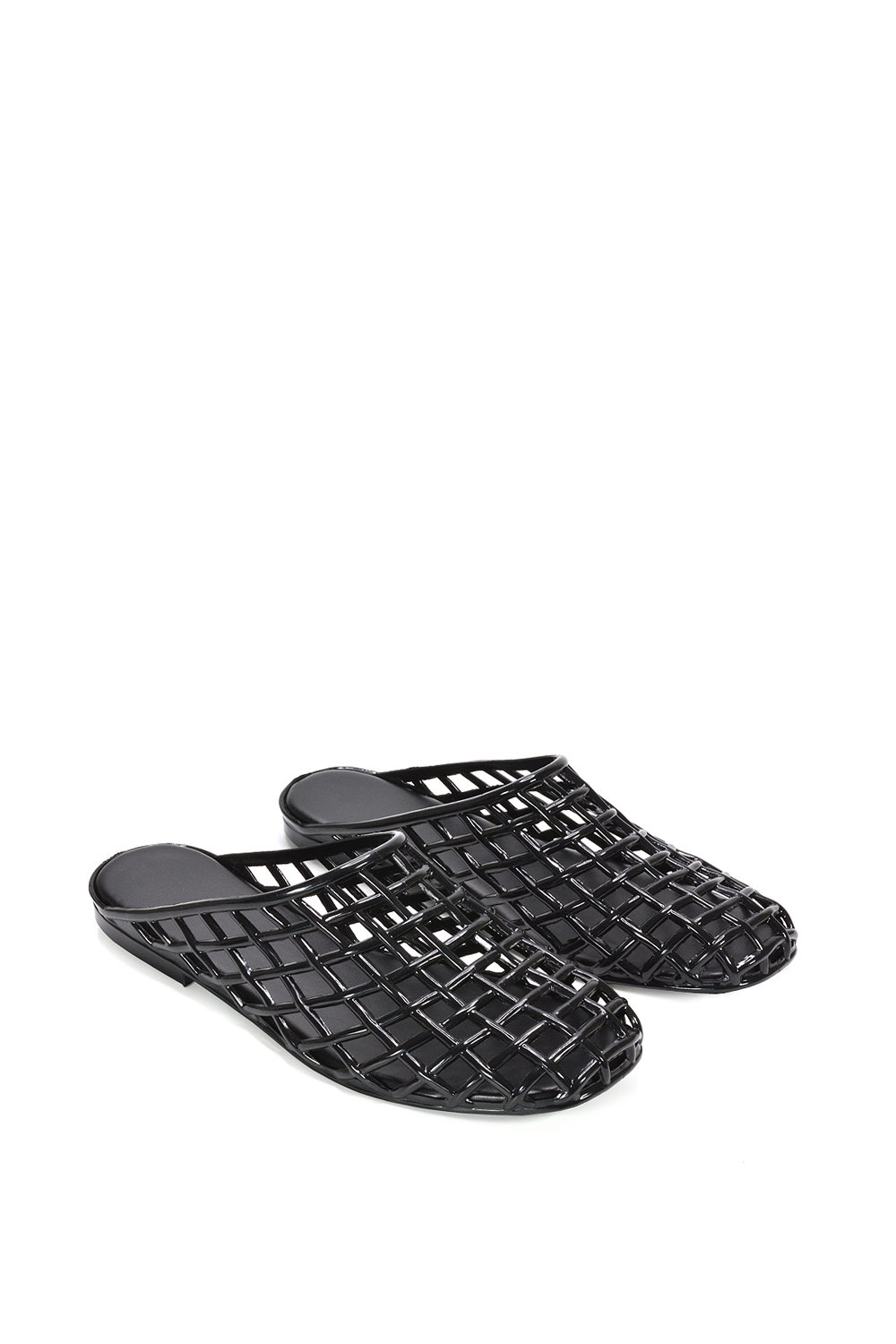Black XY LONDON Black 'Opera' Slip On Cage Jelly Mule Flat Summer Sandals, Image 4 of 5