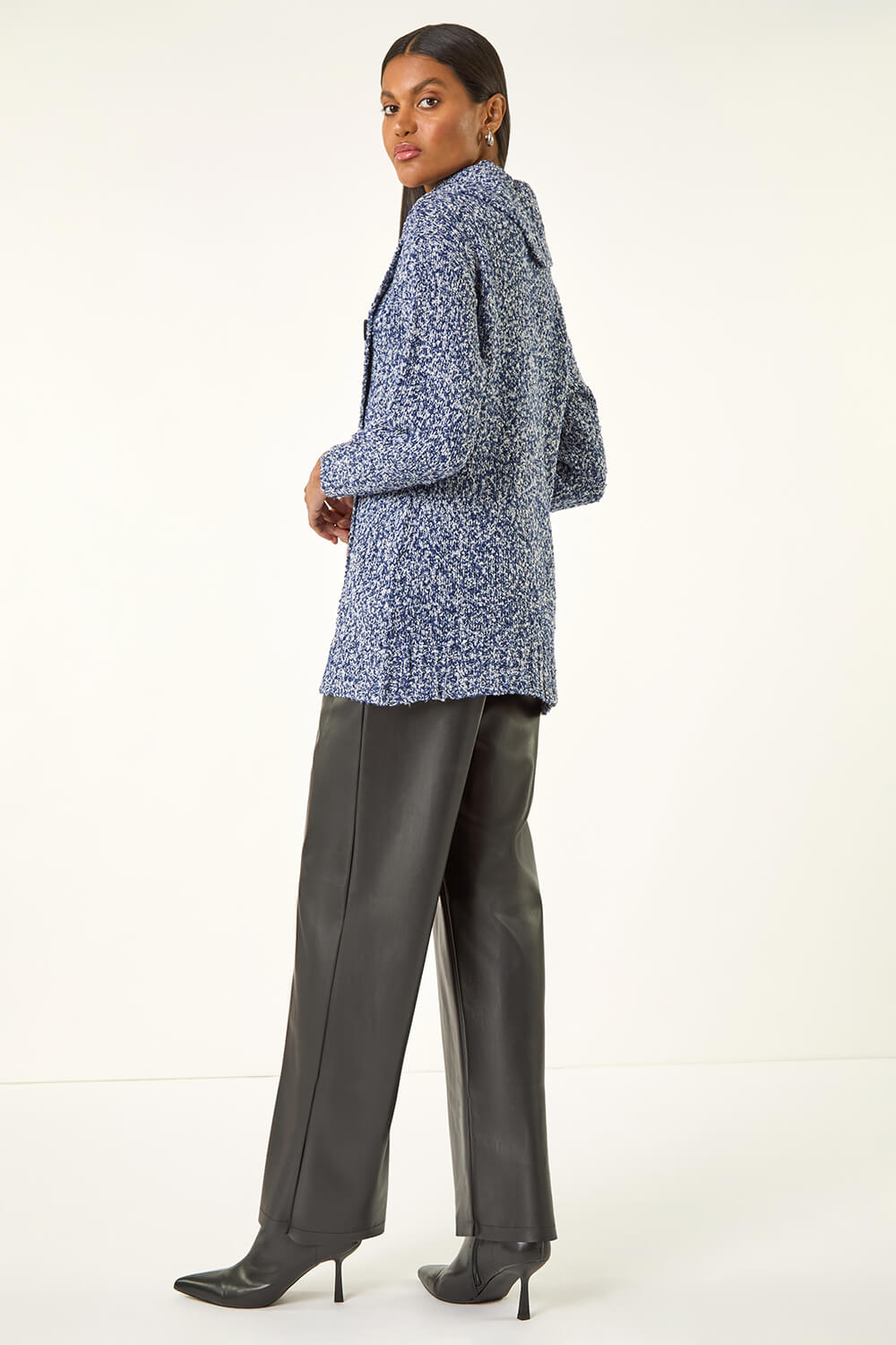 Blue Roll Neck Button Detail Jumper, Image 4 of 5