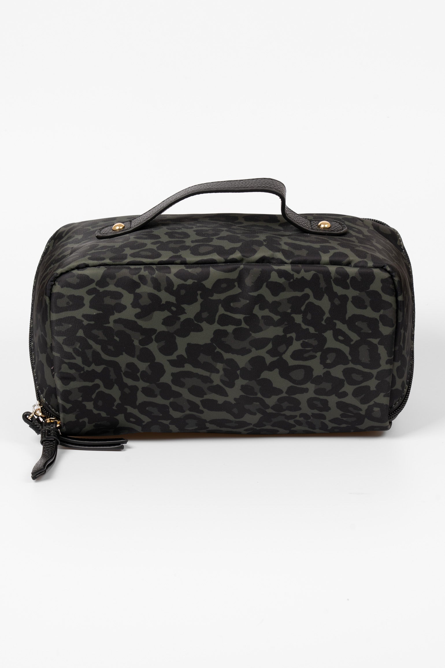 Khaki Leopard Vanity Case Makeup Bag, Image 2 of 3