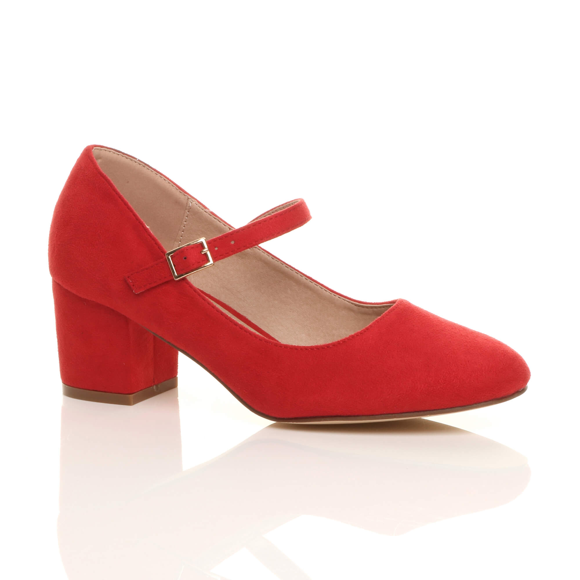 Purple Mid Block Heel Mary Jane Court Shoes