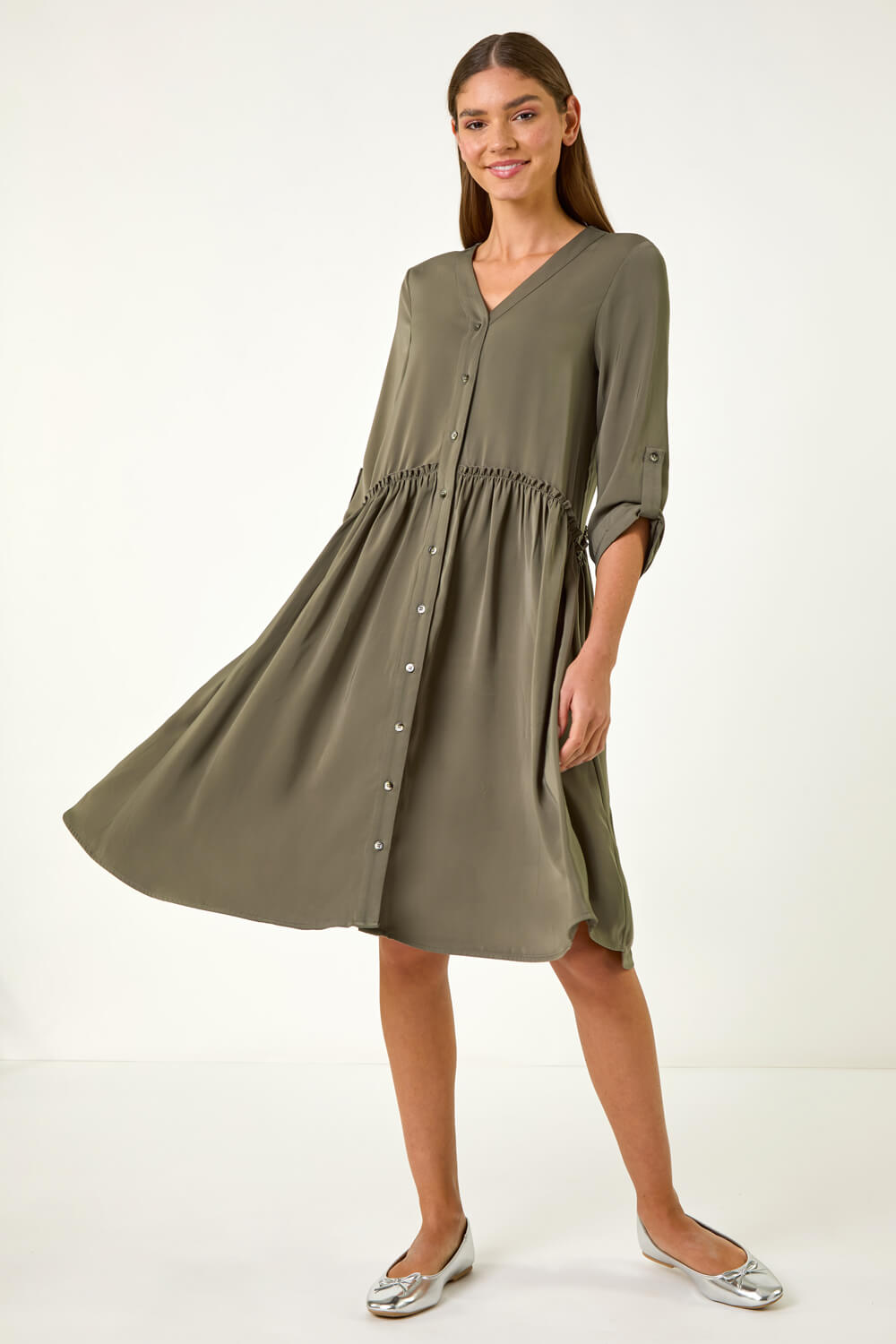 sachin and babi light blue dress Khaki Cotton Drop Waist Sleeveless Mini Dress