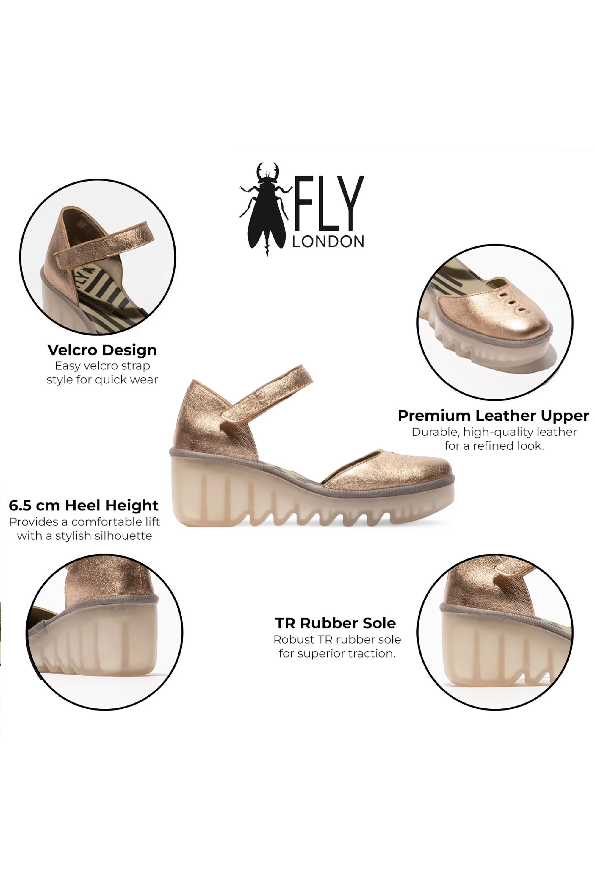 Gold Womens Durable Wedge Sandals-BISO305FLY, Image 3 of 5