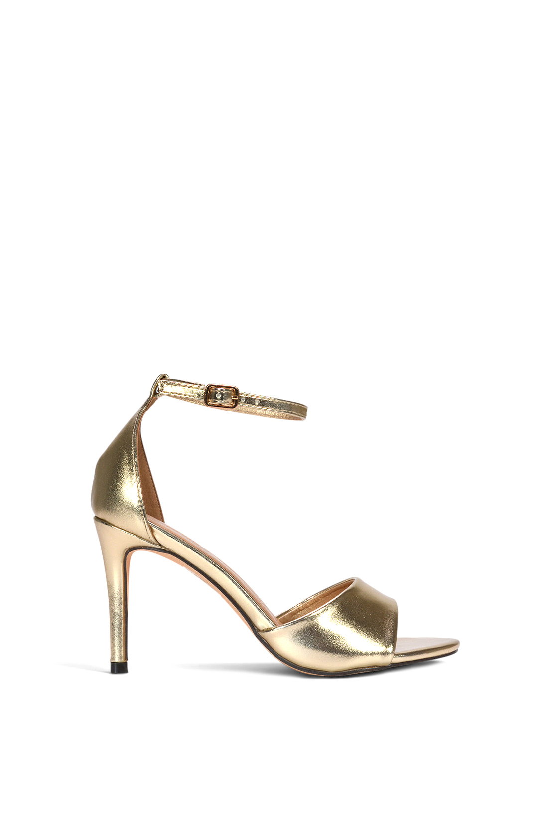 Black Stiletto Heel Open Toe Sandals With Ankle Strap