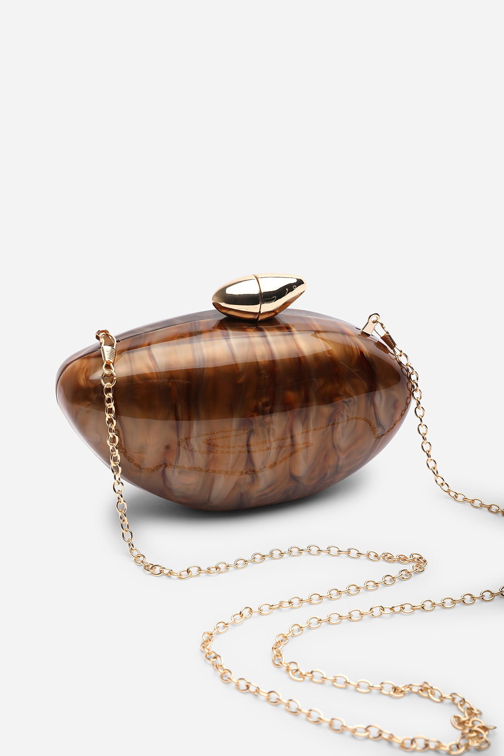 Dark Brown Where's That From Dark Brown Benna Marble Acrylic Clutch, Image 5 of 6
