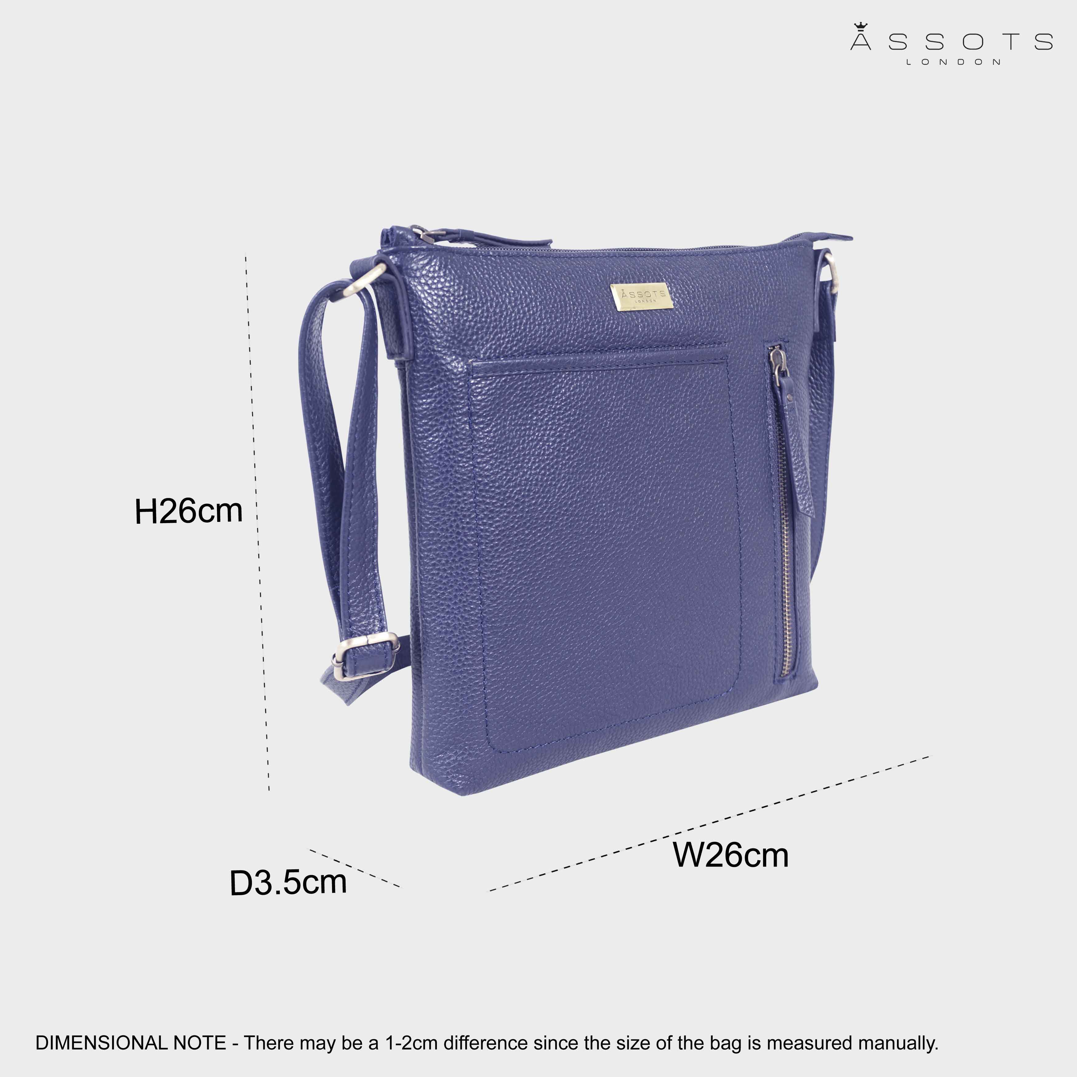 Navy 'EDITH' Pebble Grain Leather Crossbody Bag, Image 5 of 5