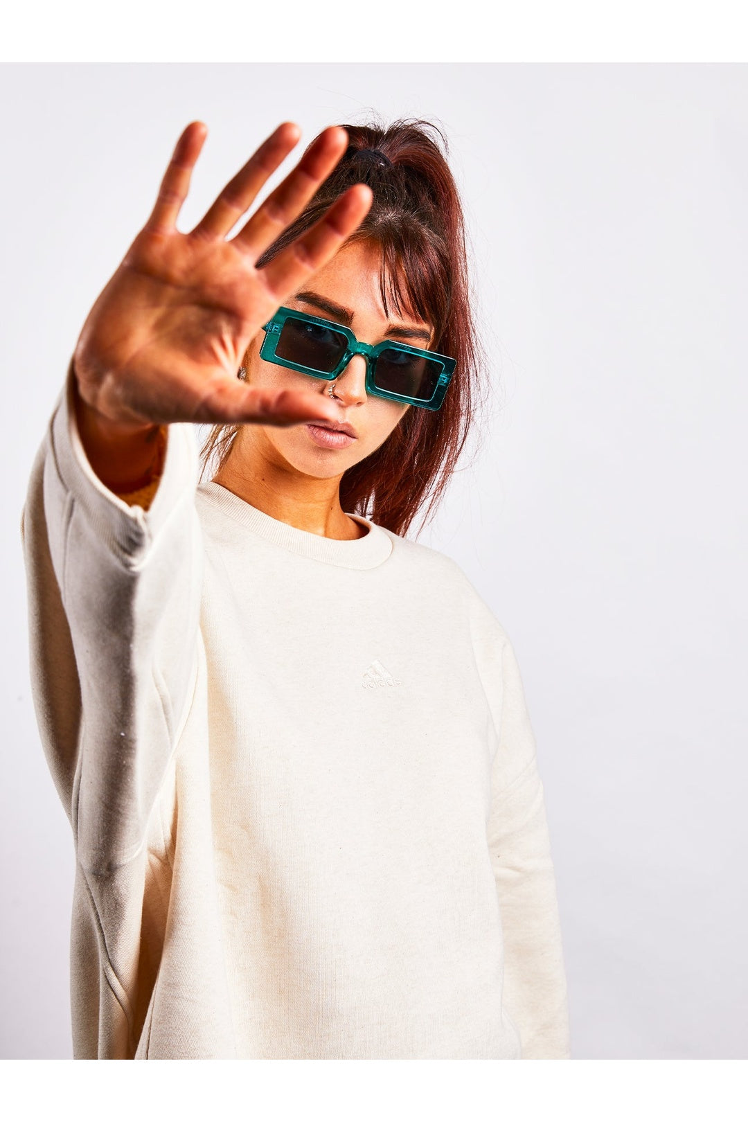Blue Light Blue Oversized Rectangle Plastic Frame Sunglasses, Image 6 of 7