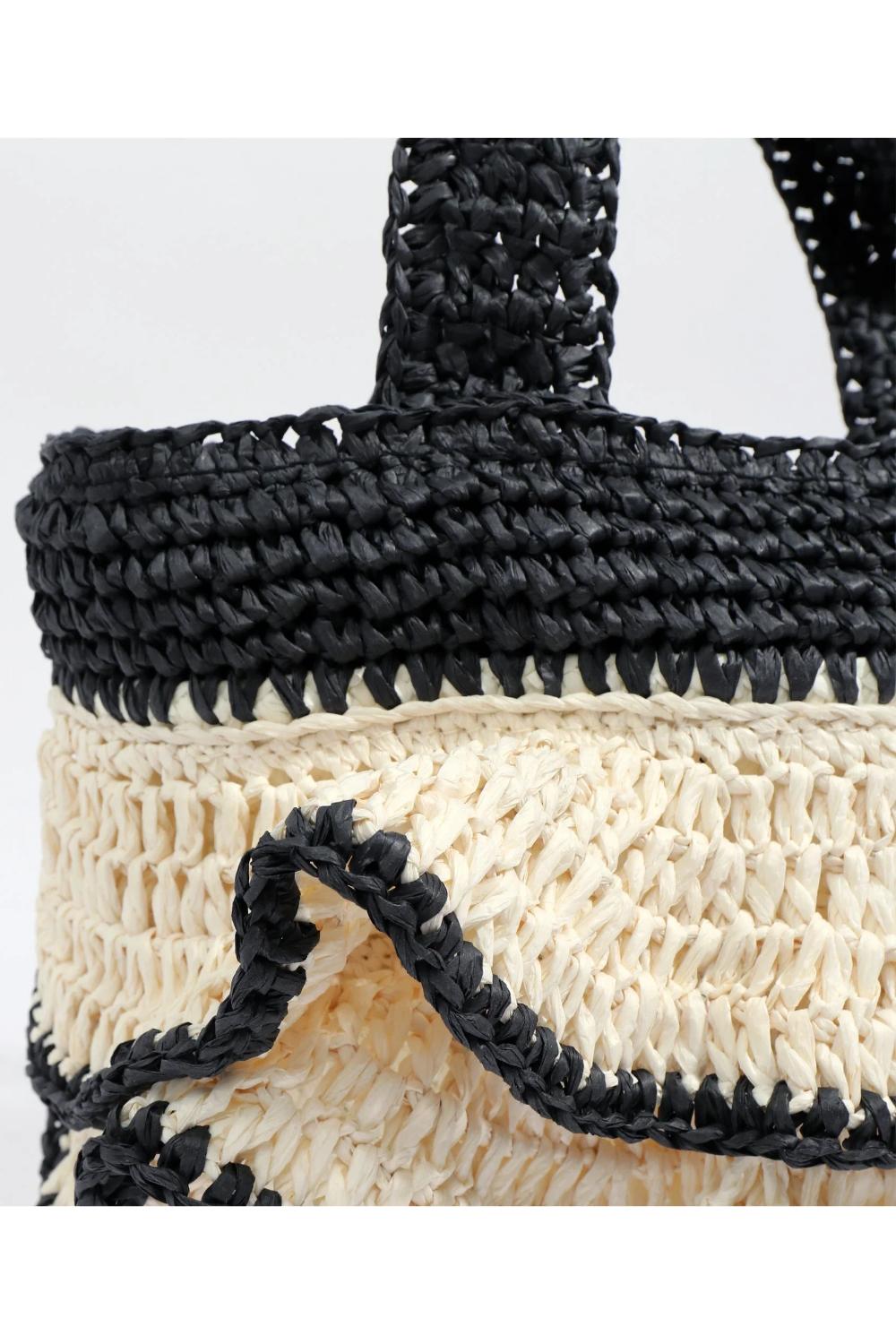 Black Saffira - Straw Crossbody Bag - Black, Image 3 of 3