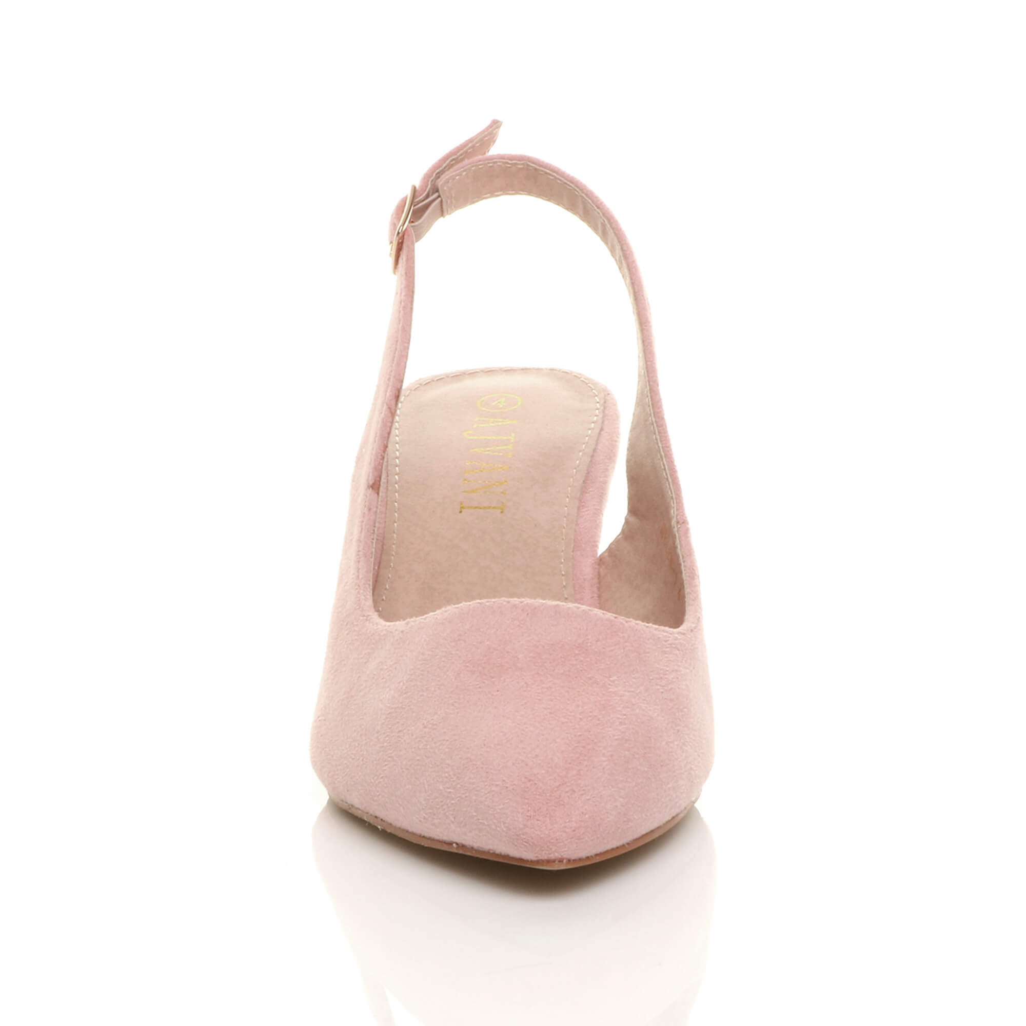 Light Pink AJVANI Light Pink Mid Heel Slingback Pointed Toe Court Shoes, Image 6 of 6