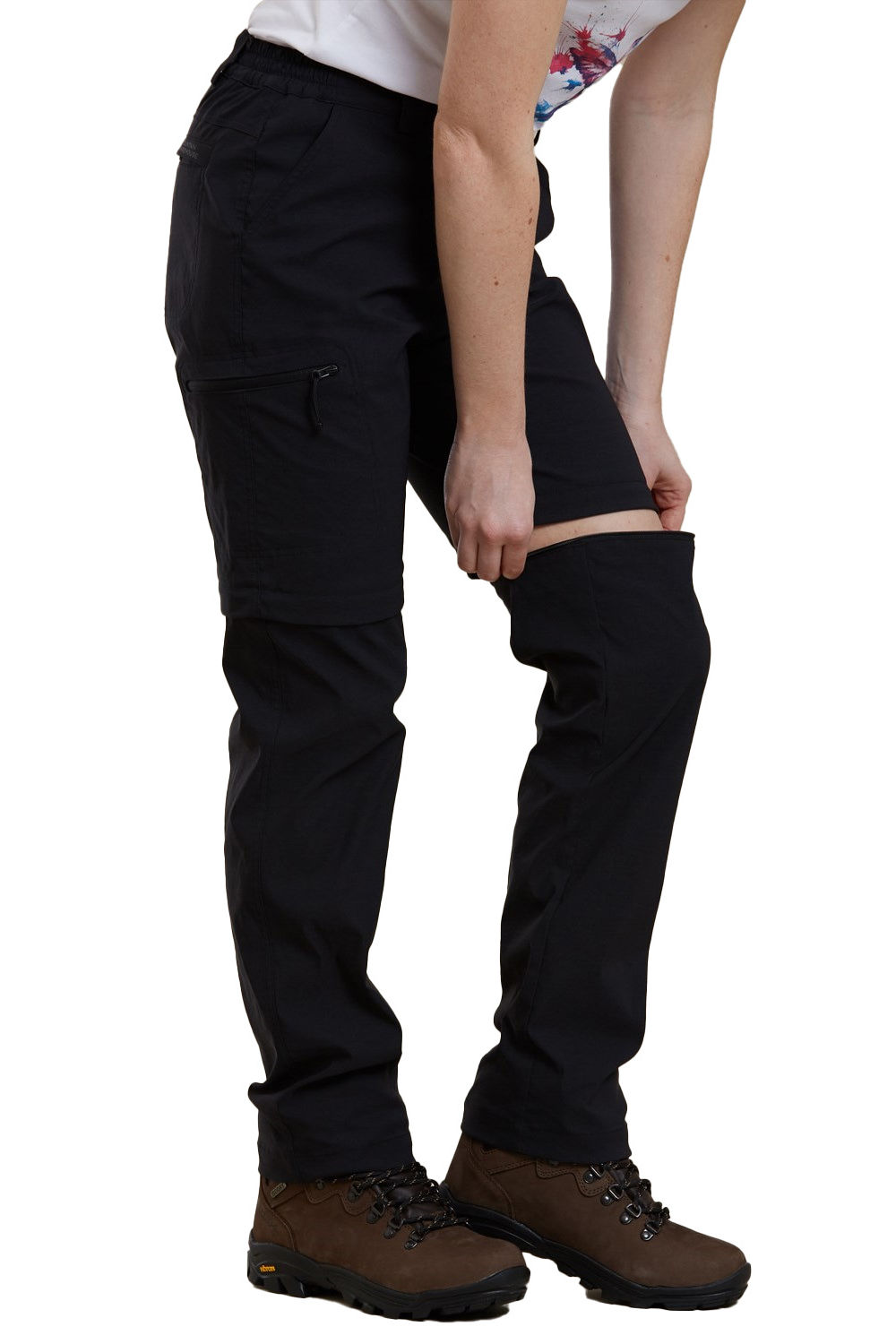 Black Hiker Stretch ZipOff Trousers, Image 3 of 3
