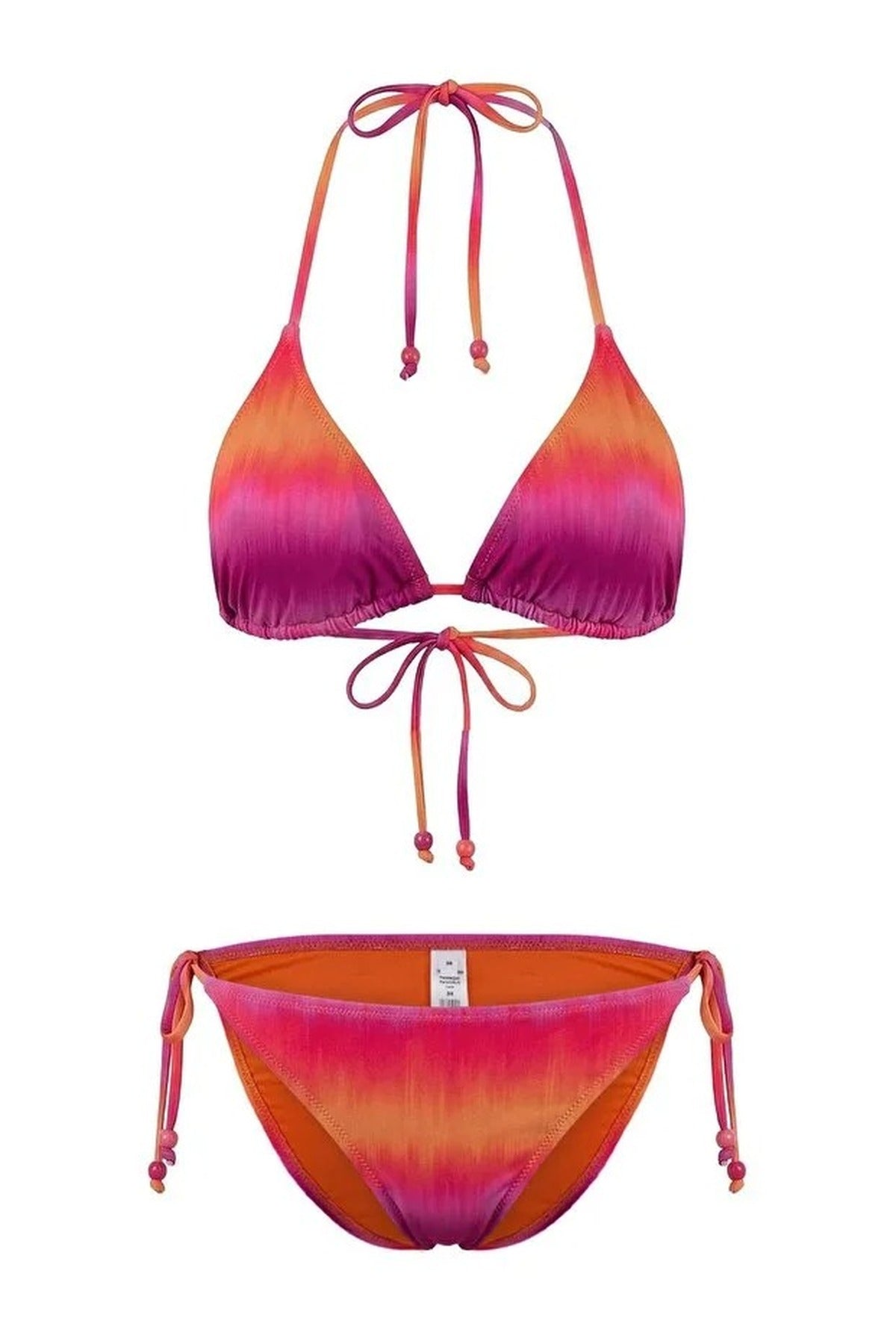 Multi WOVCOR Multi Abstract Print Triangle Bikini Set with Tie Side, Image 2 of 4