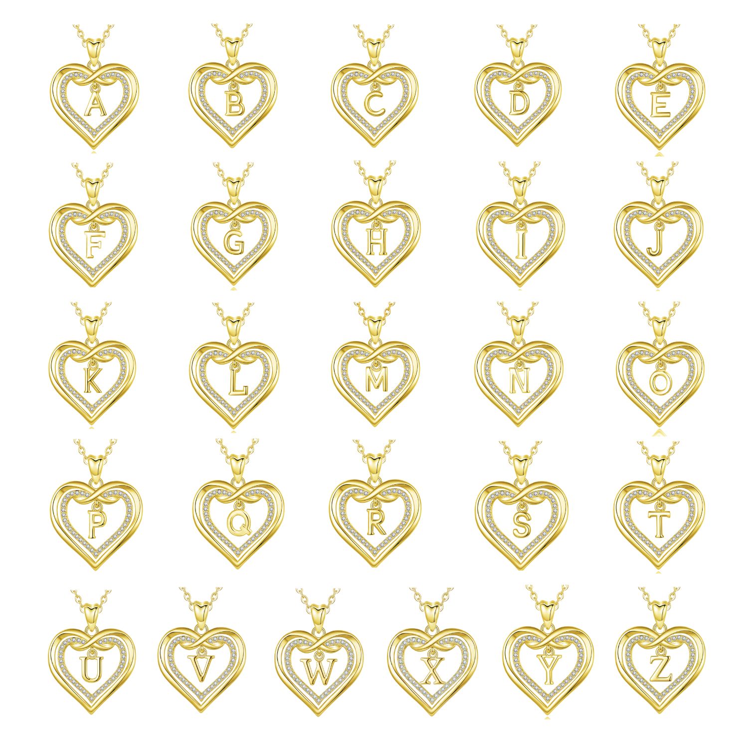 Gold Statement Love Heart Initial Necklace Gold Plated Necklace, Image 5 of 6