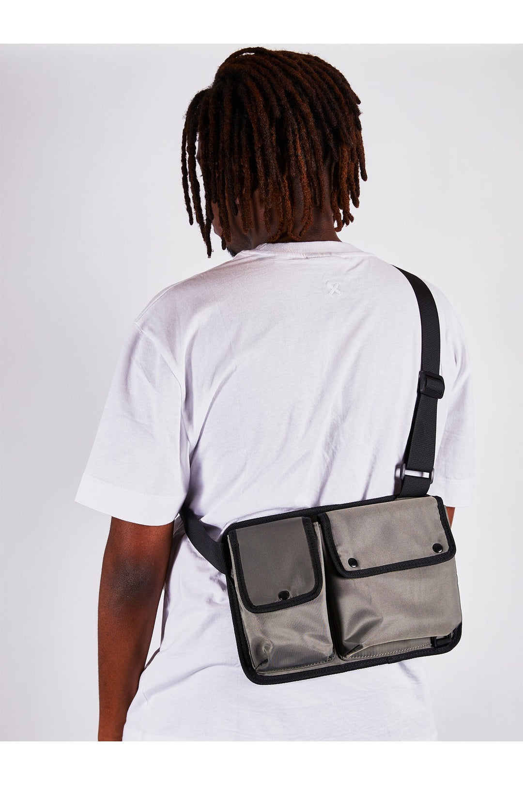Olive Nylon Chest Bag in Moss, Image 5 of 5