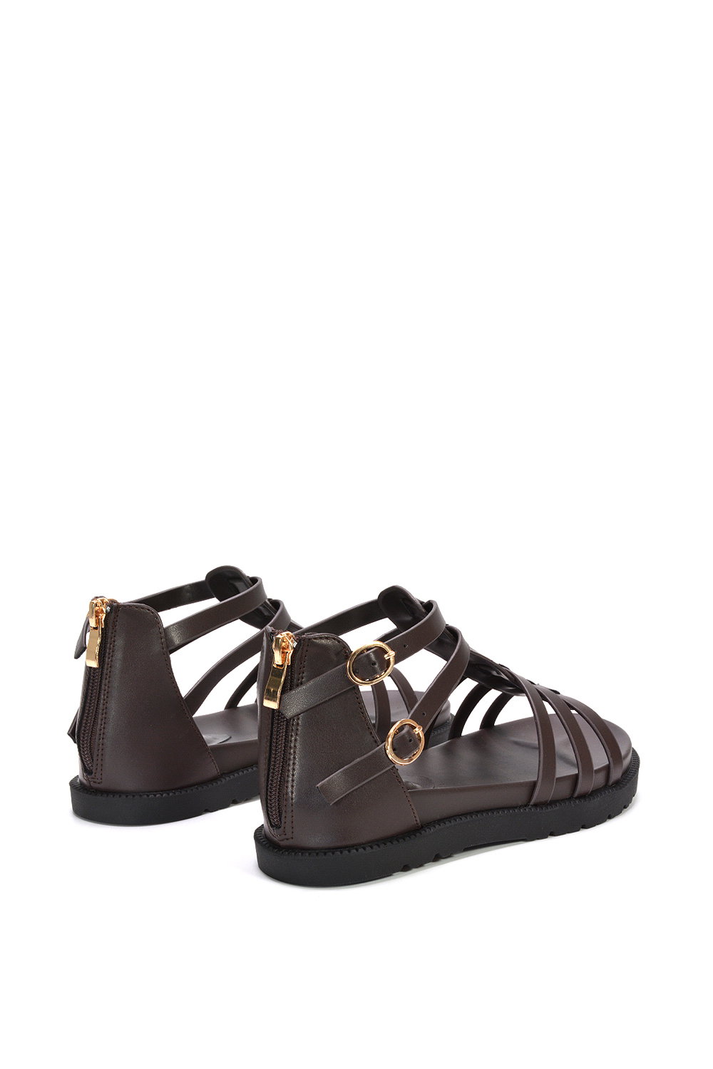 Brown XY LONDON Brown 'Haden' Flatform Gladiator Sandals With Chunky Sole, Image 4 of 6