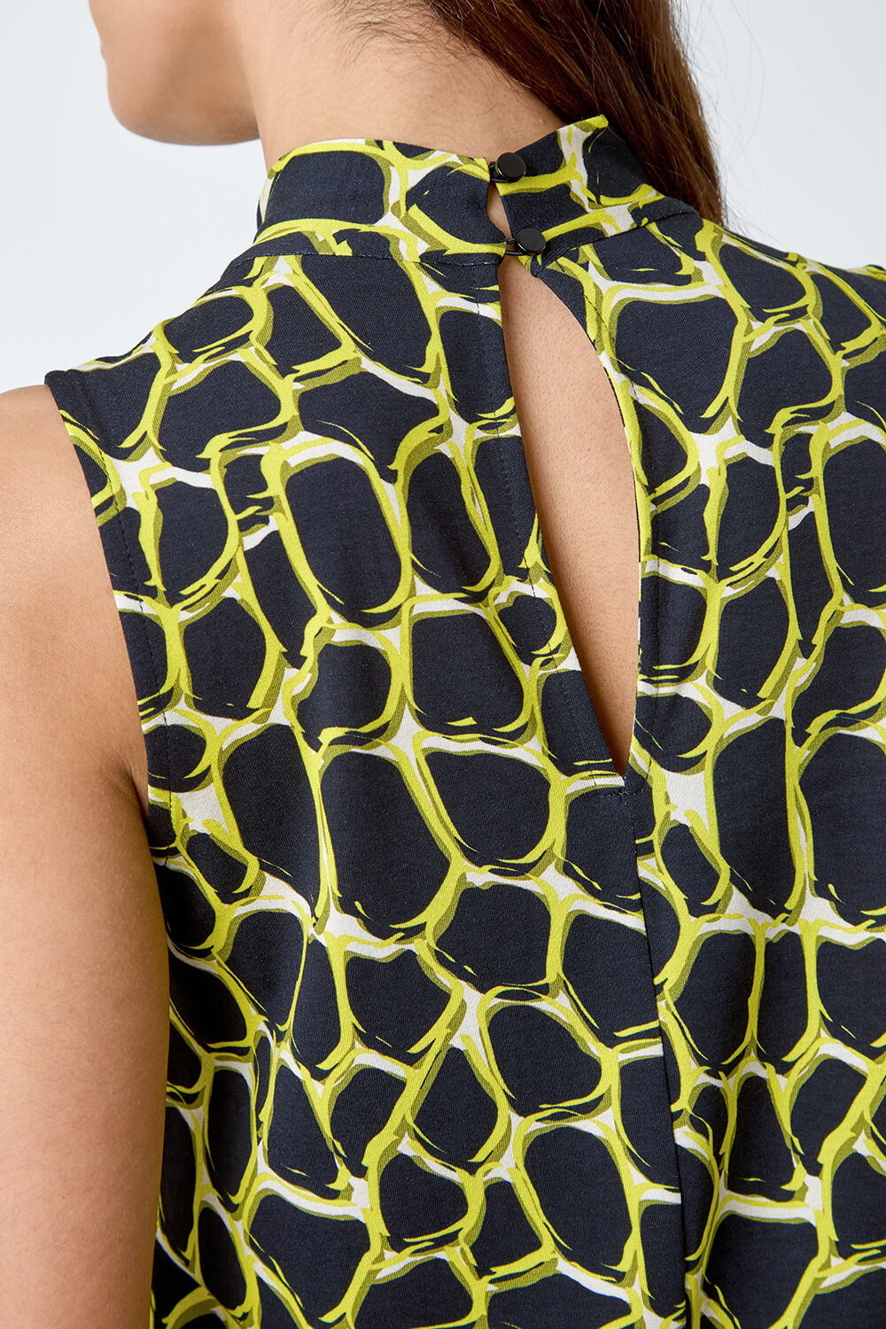 Yellow Spot Print Twist Neck Top, Image 6 of 5