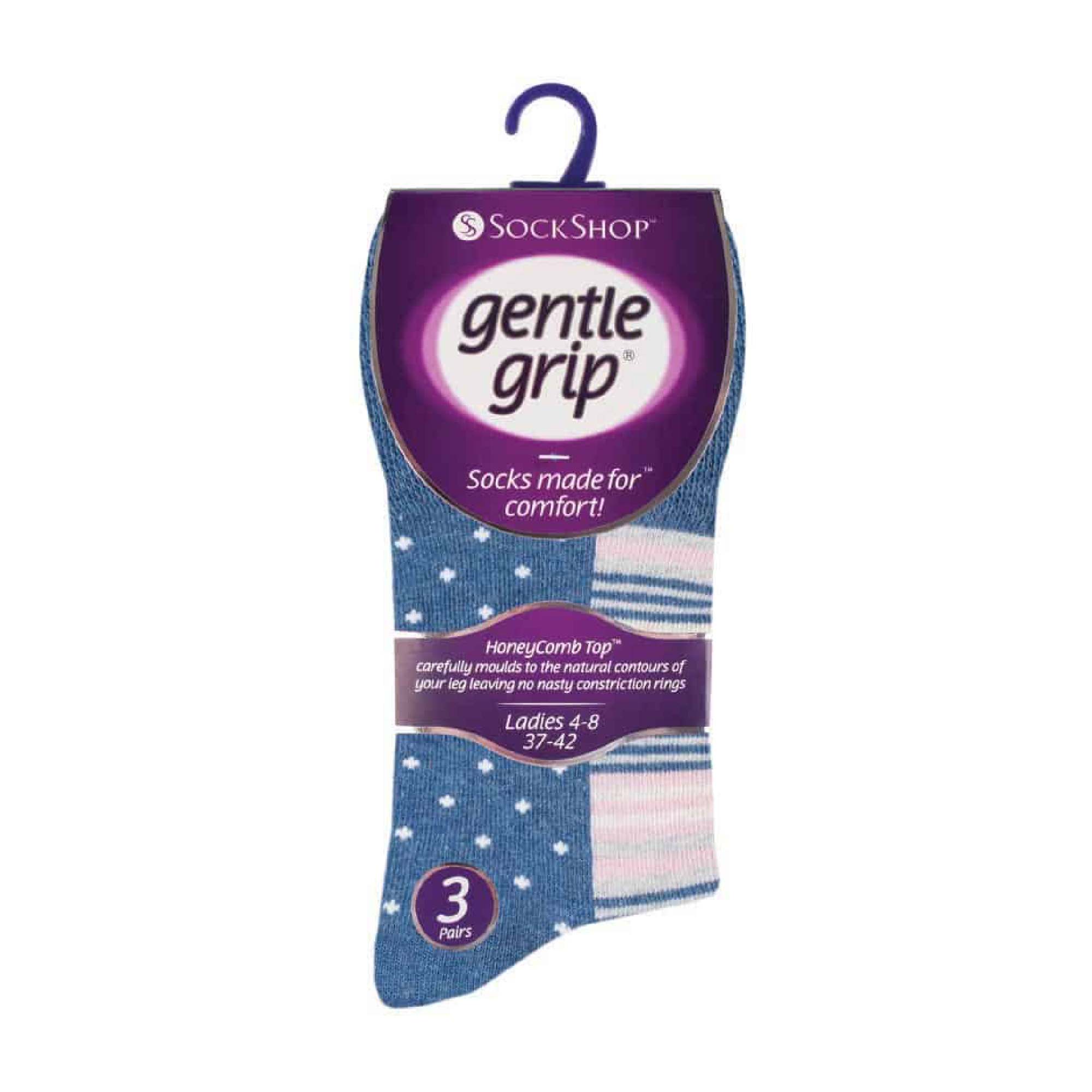 Blue 6 Pairs Non Elastic Socks, Image 5 of 5