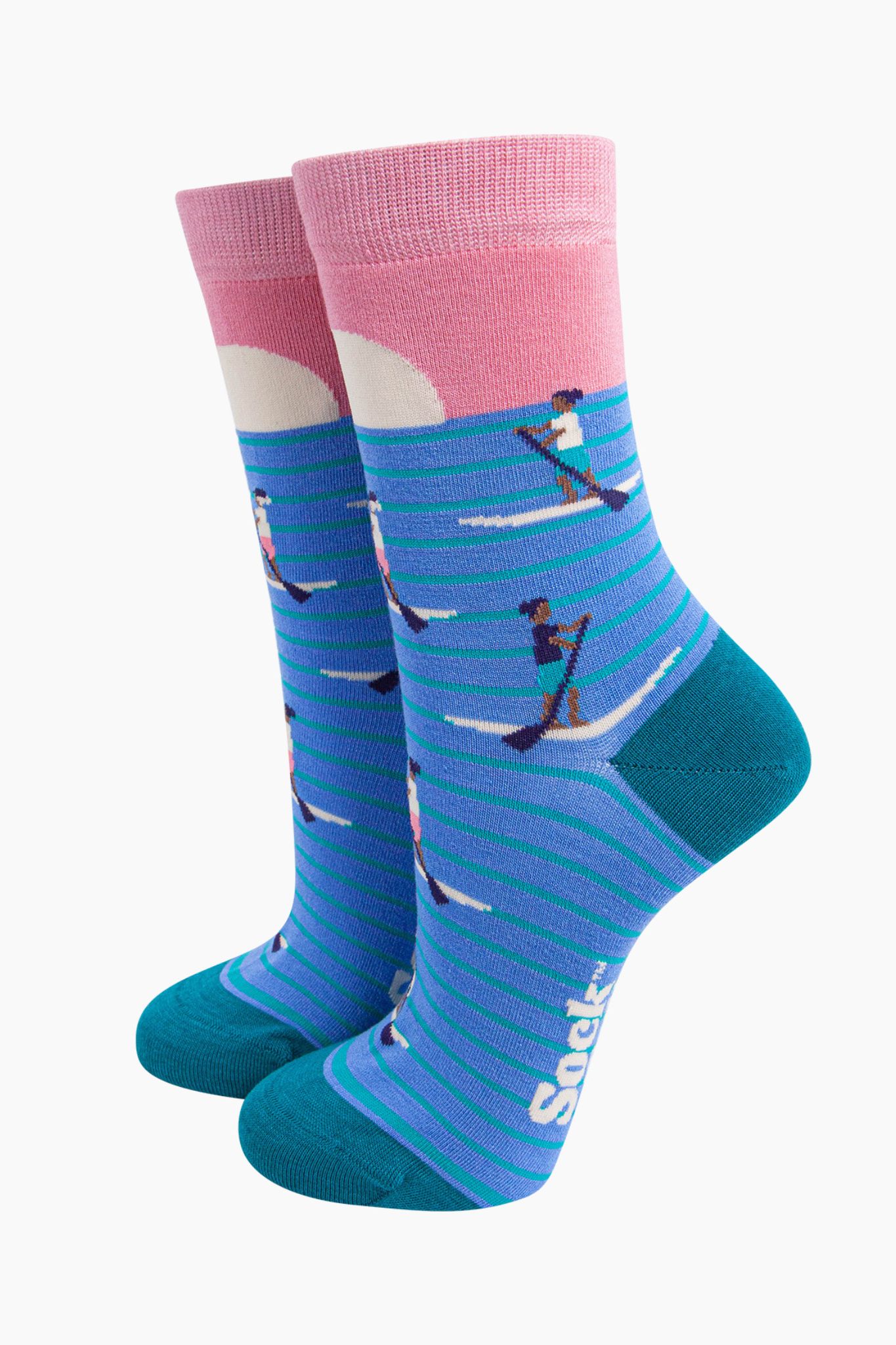 Blue Sunset Paddle Boarding Bamboo Socks in Blue, Image 1 of 4