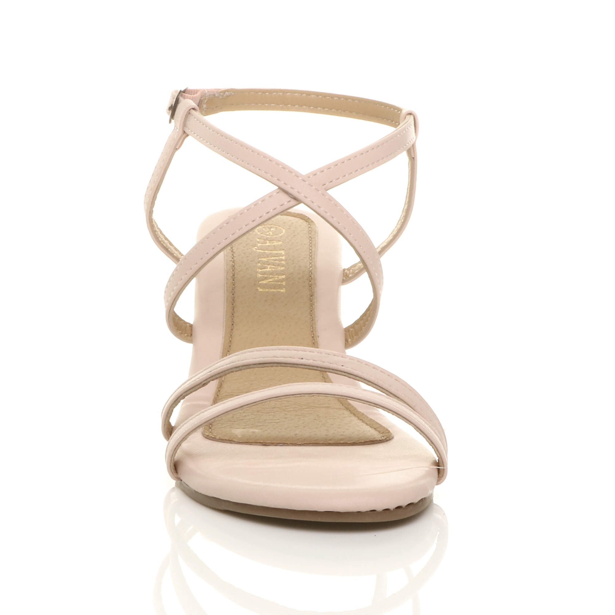 Natural AJVANI Natural Mid Wedge Heel Crossed Straps Sandals, Image 5 of 5