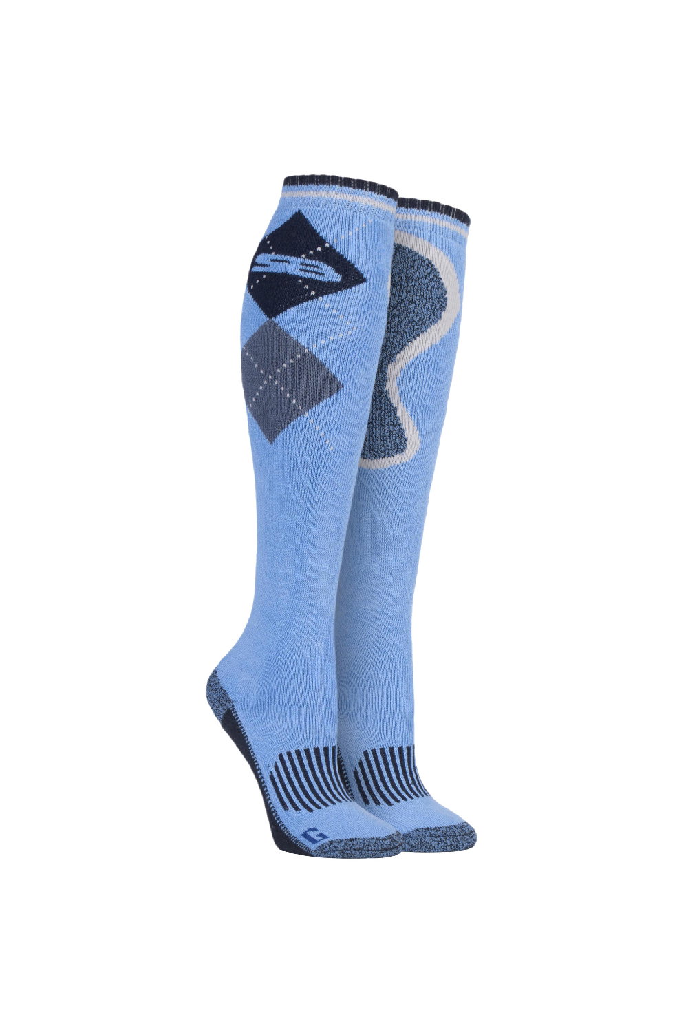 Blue 1 Pack Long Knee High Cotton Equestrian Socks, Image 1 of 5