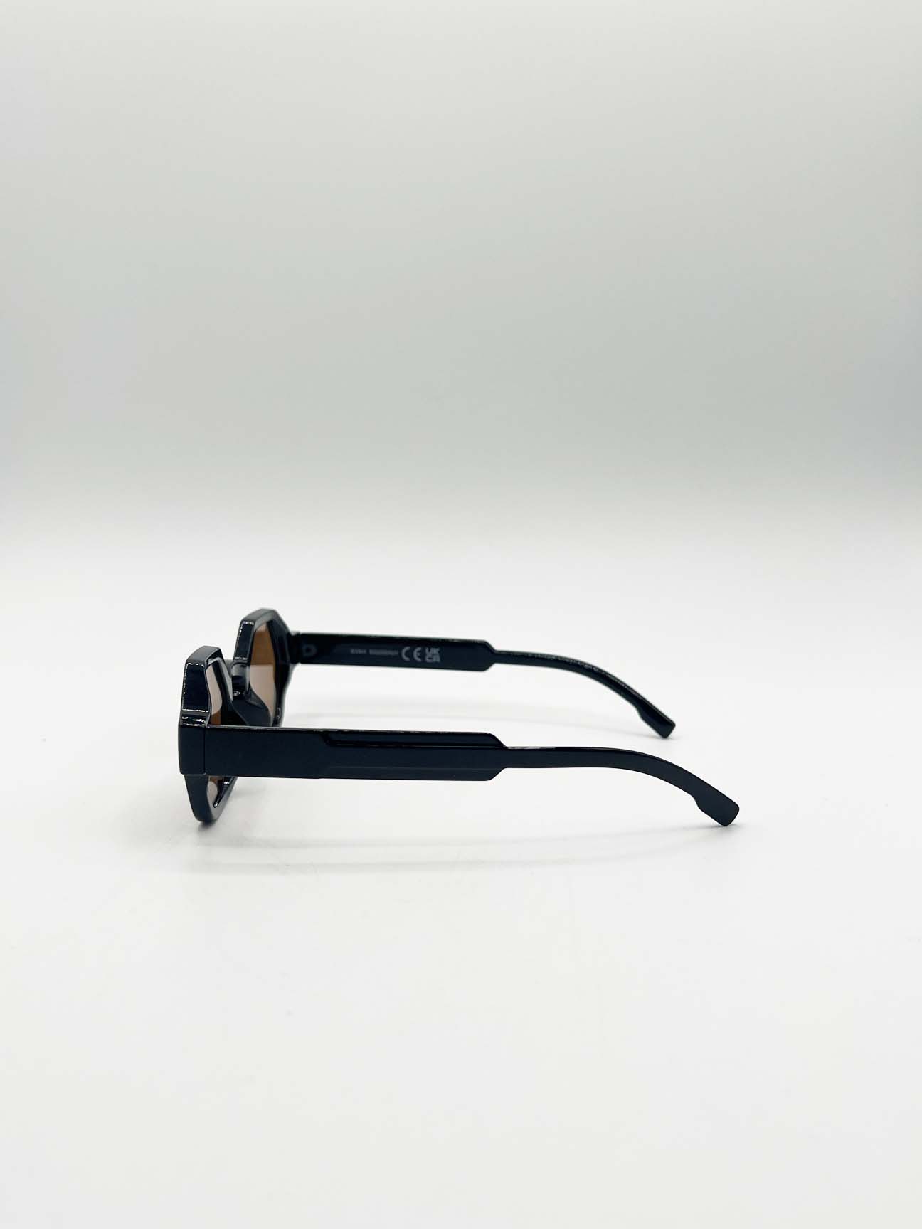 Black Round Hexagon Sunglasses, Image 5 of 6