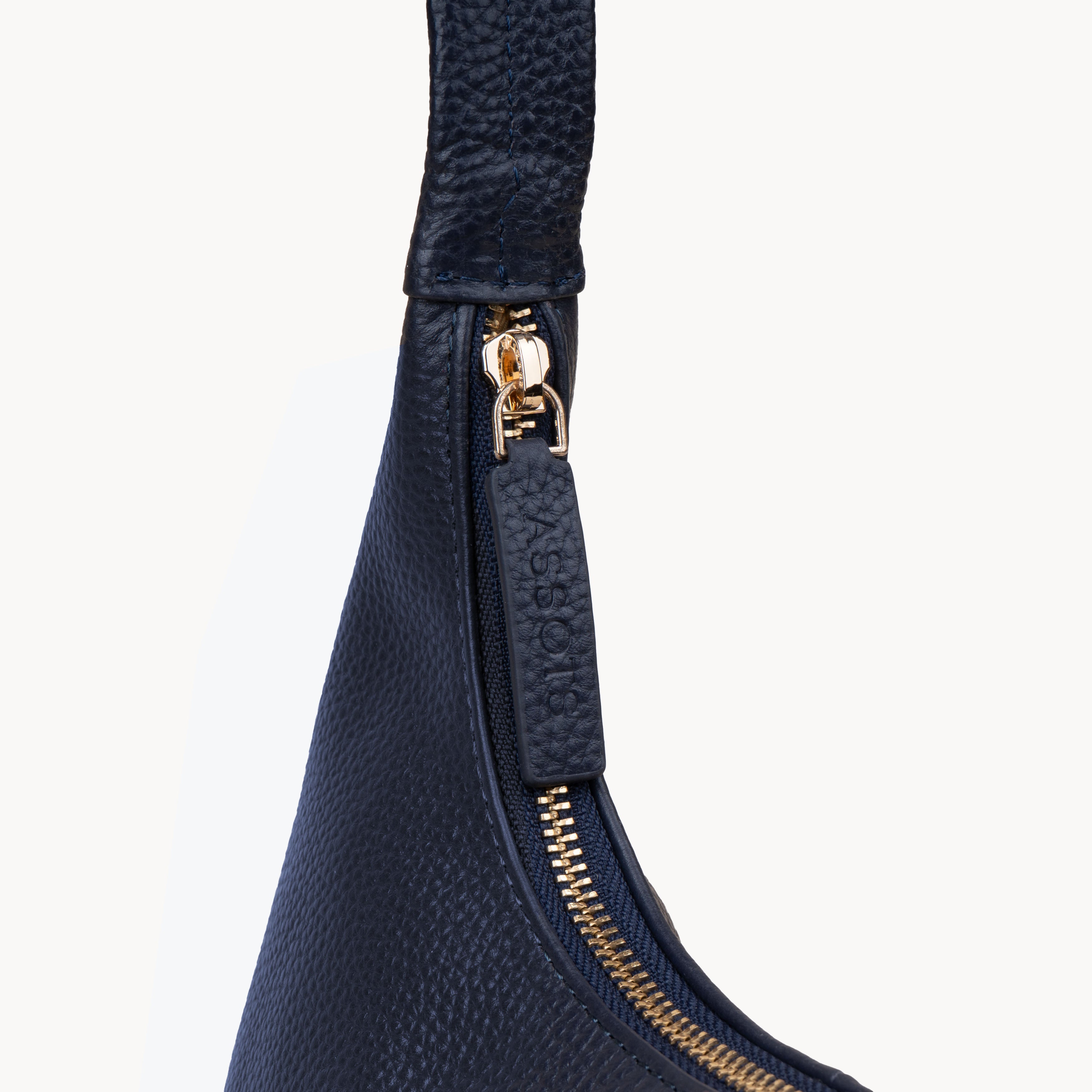 Navy Assots London Navy 'LARA' Pebble Grain Real Leather Shoulder Bag, Image 4 of 6
