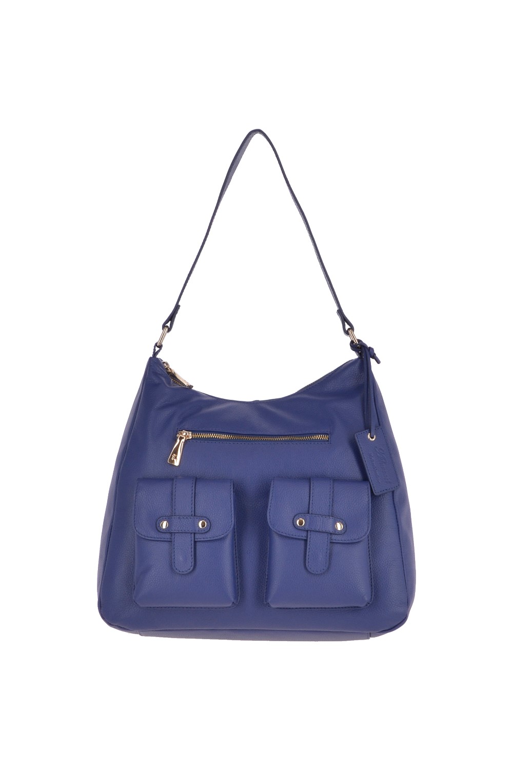 Blue Real Leather Medium Shoulder Bag, Image 1 of 5