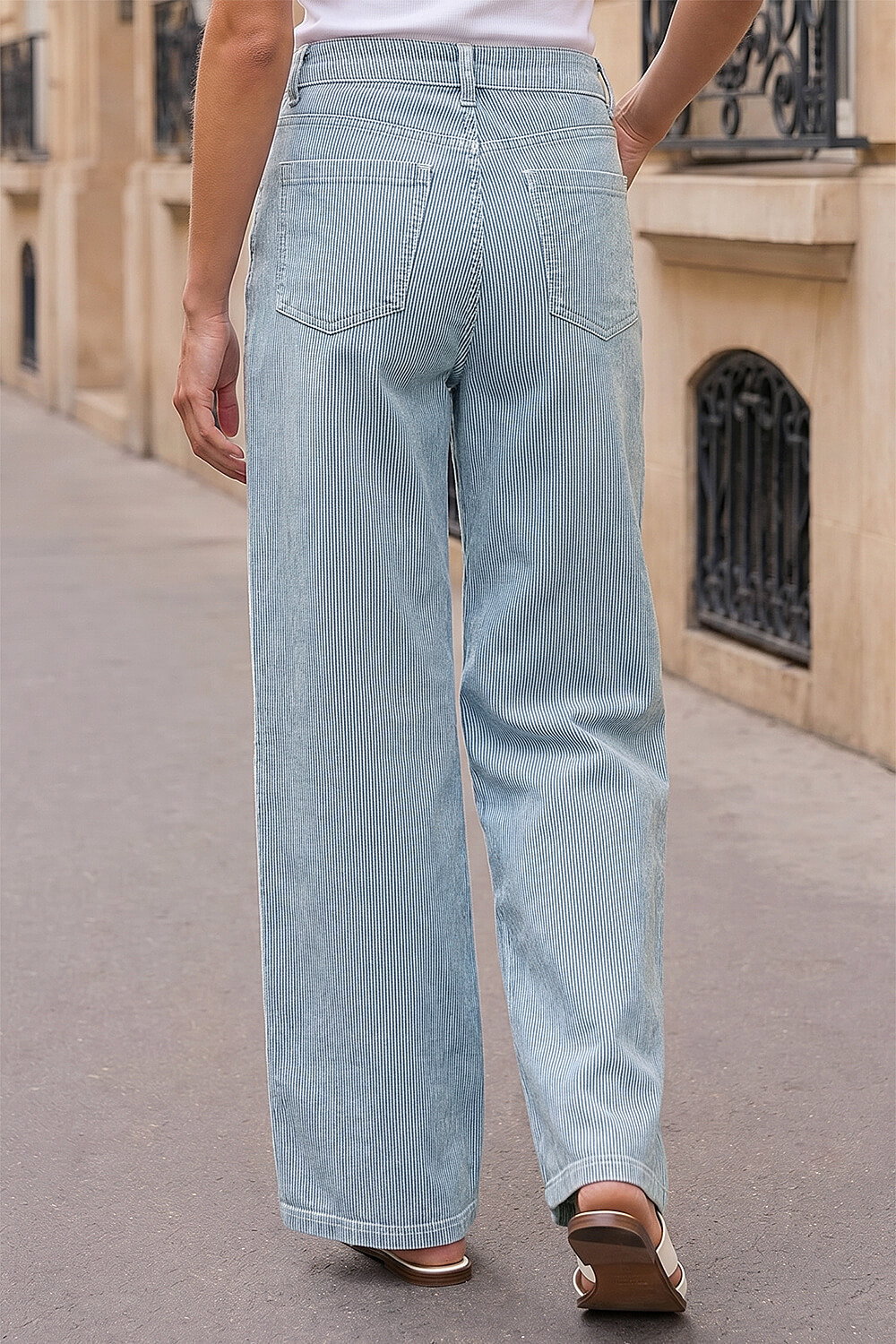 Navy  Petite Stripe Cropped Jeans, Image 4 of 4