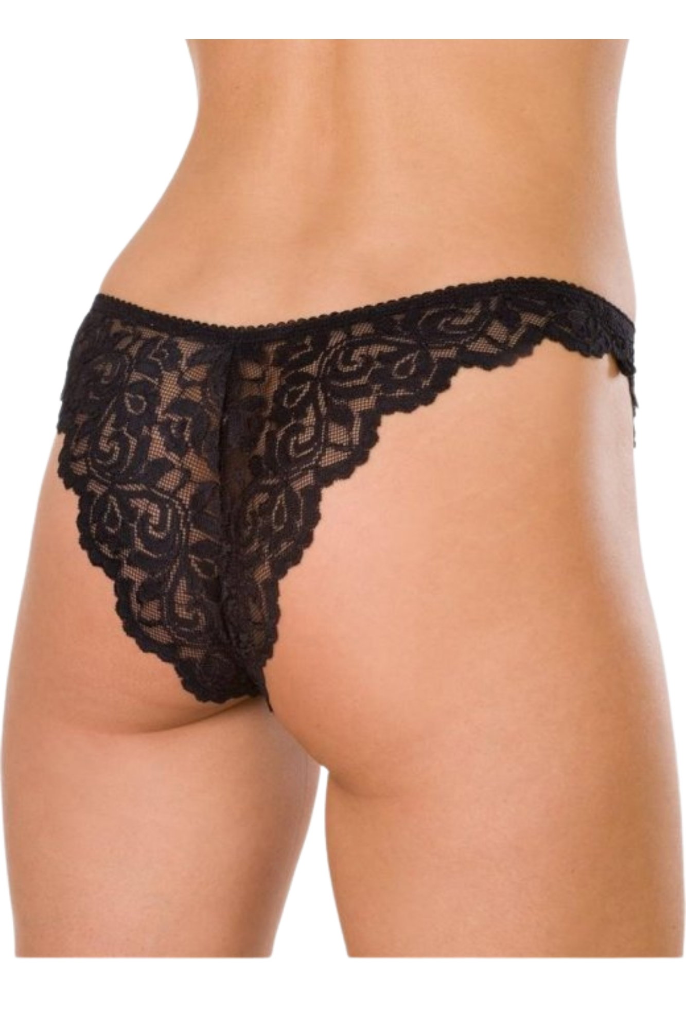 Black 3 Pack Floral Lace Thongs, Image 2 of 3