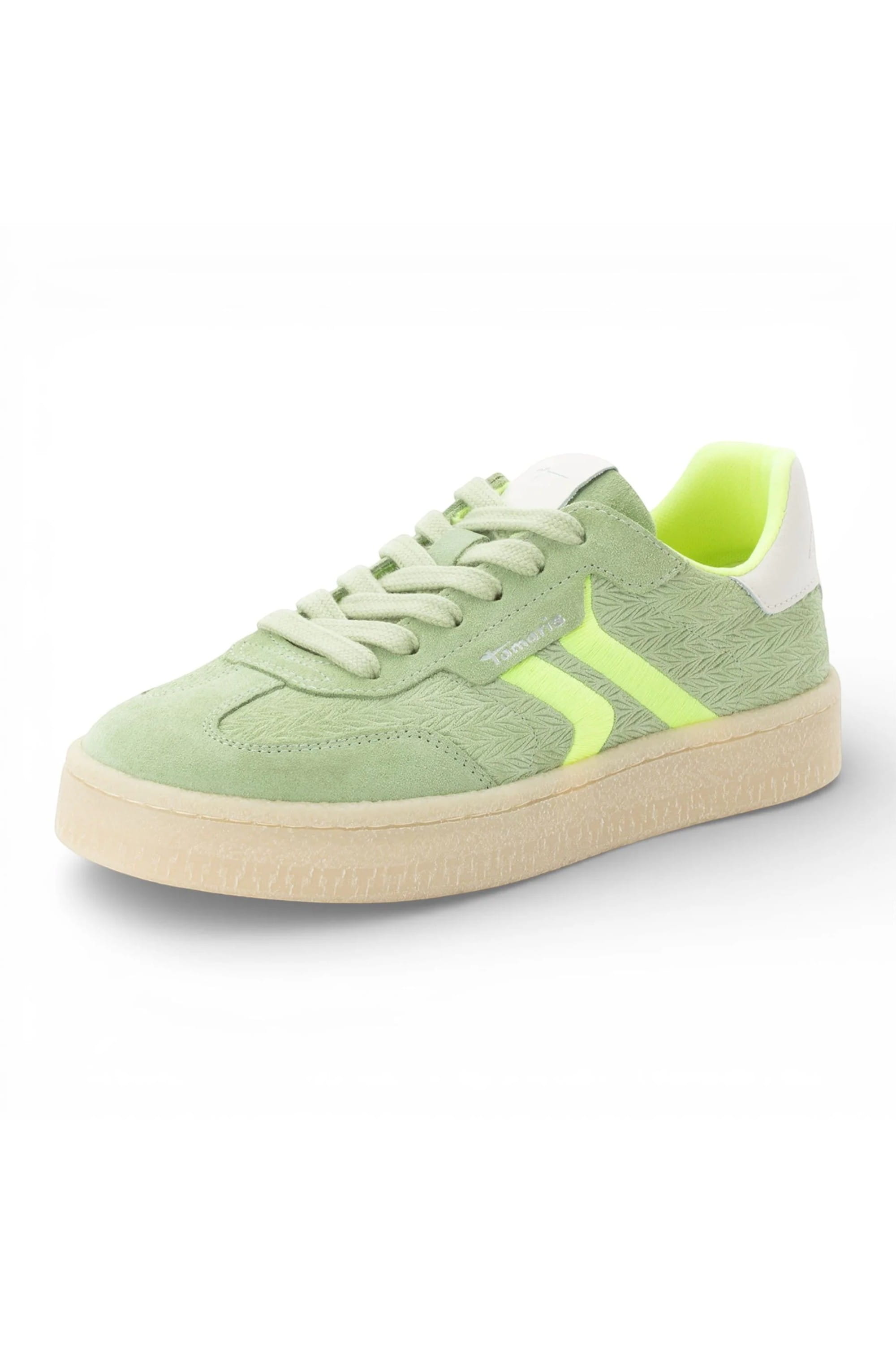 Green Tamaris Green Tamaris Womens Green Neon Stripe Sneaker, Image 3 of 8