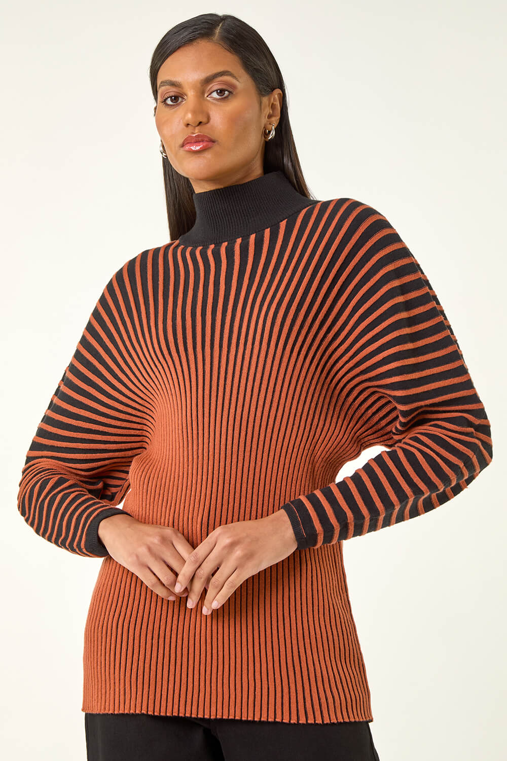 ORANGE Colour Block Stripe Knit Jumper, Image 5 of 5