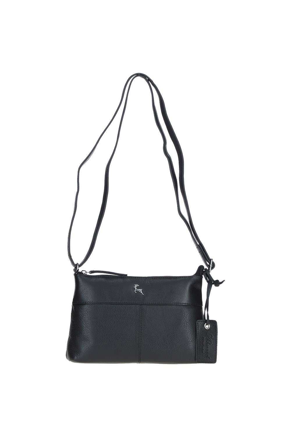 Black 'Dublin' Elegant Real Leather Crossbody Bag, Image 3 of 5