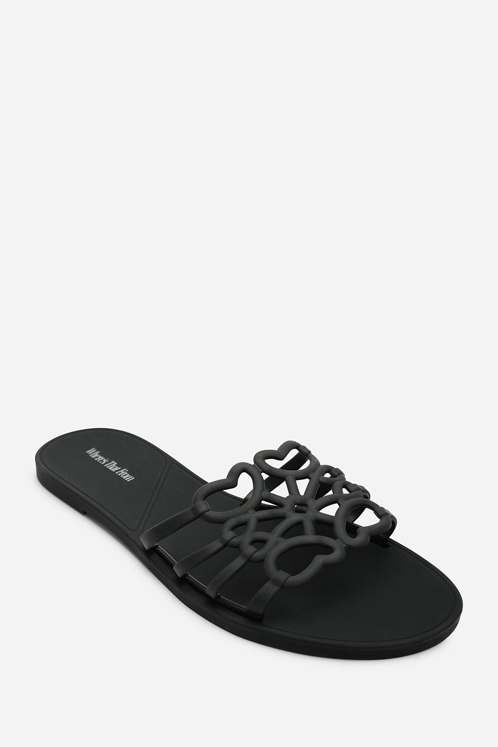 Black Emiliana Matte Cut Out Jelly Flat Sandals, Image 3 of 6