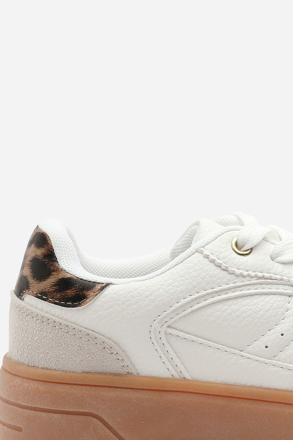 White 'Yulia' Low Wedge Lace up trainer, Image 7 of 8