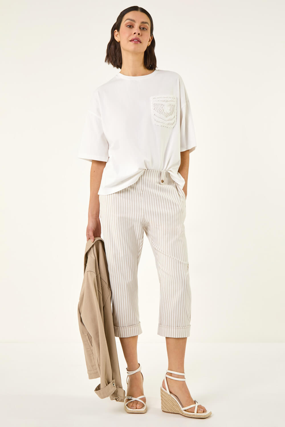 Natural Stripe Rolled Cuff Trouser , Image 3 of 5