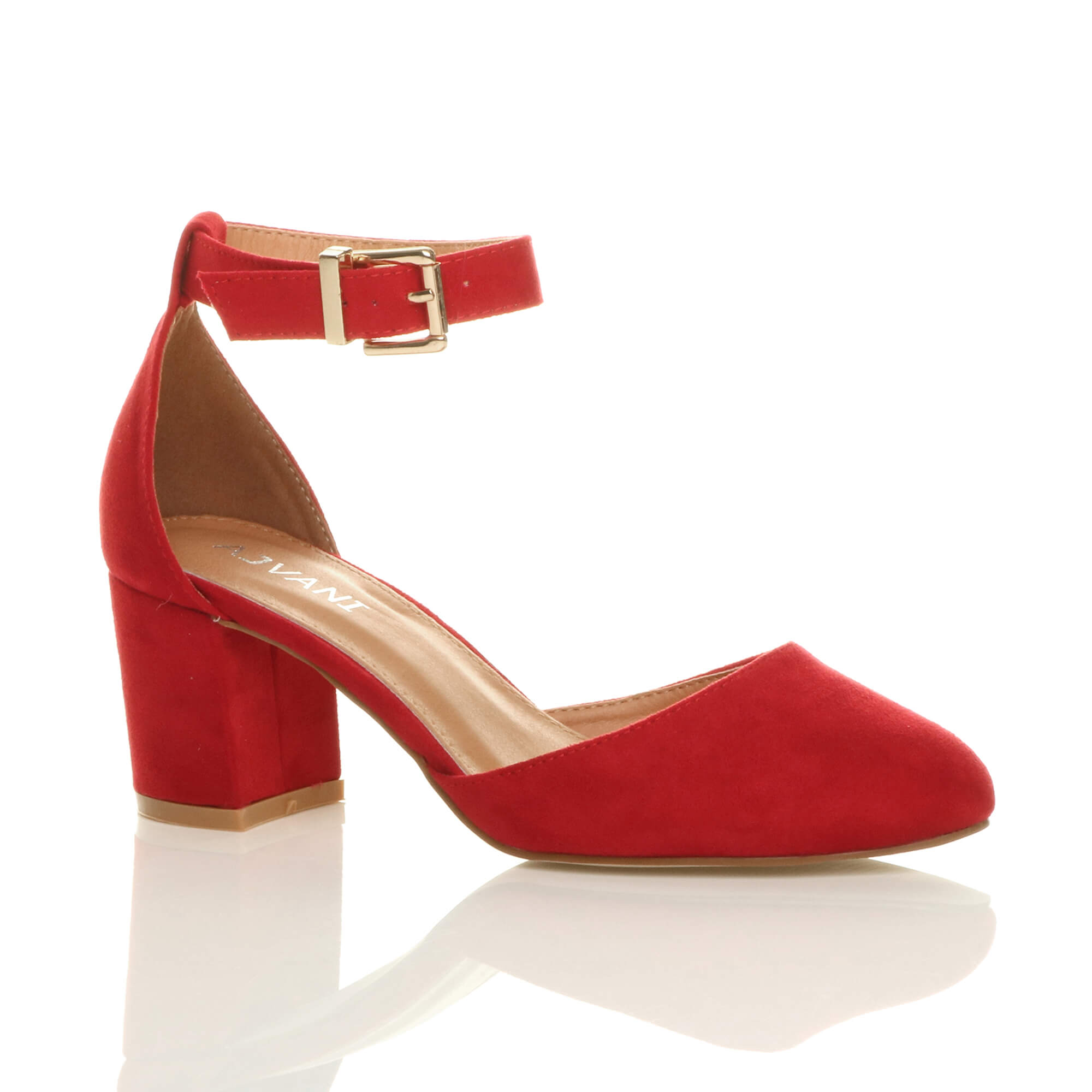 Purple Mid Block Heel Ankle Strap 2 Part Heels