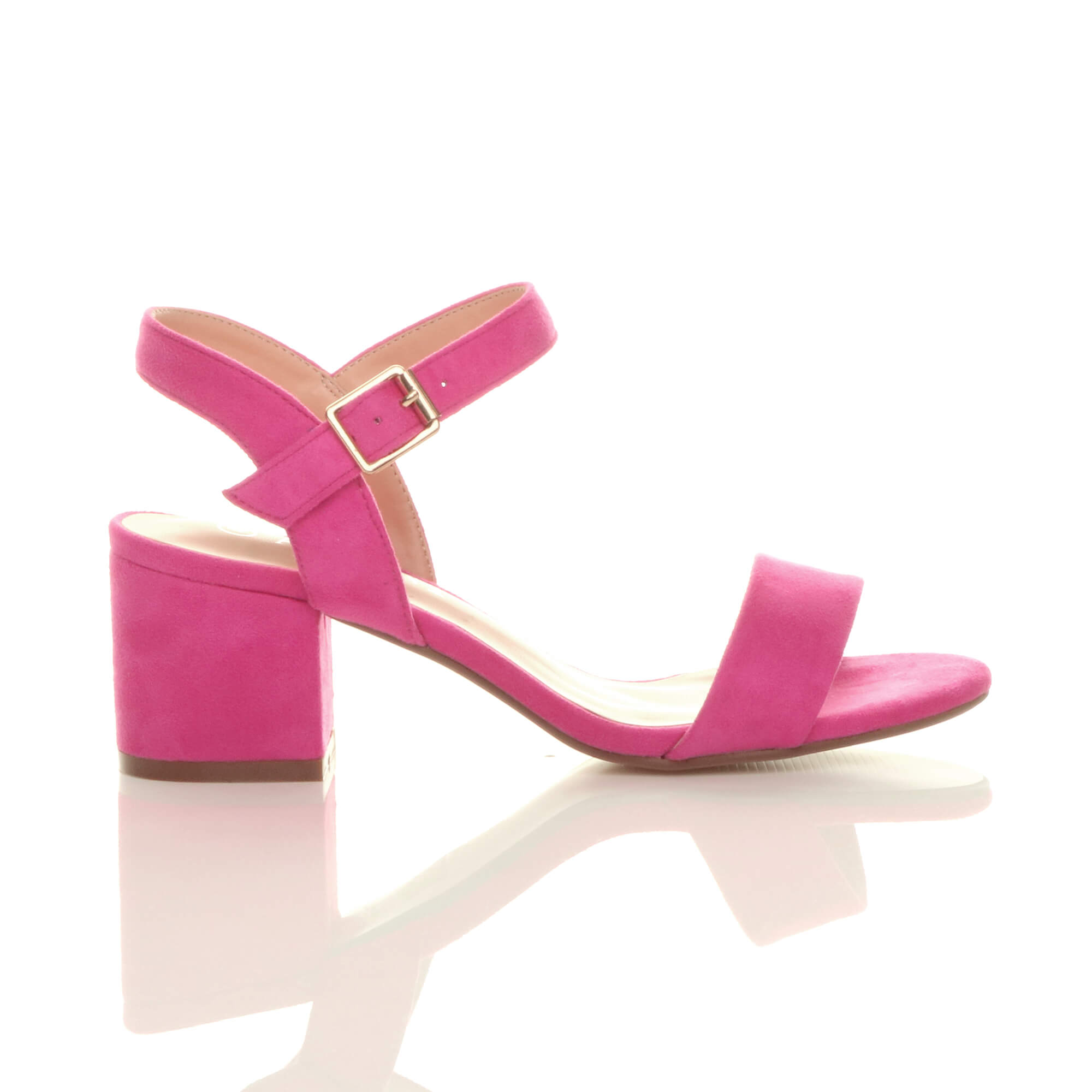 Fuchsia AJVANI Fuchsia Mid Block Heel Strappy Sandals, Image 2 of 6