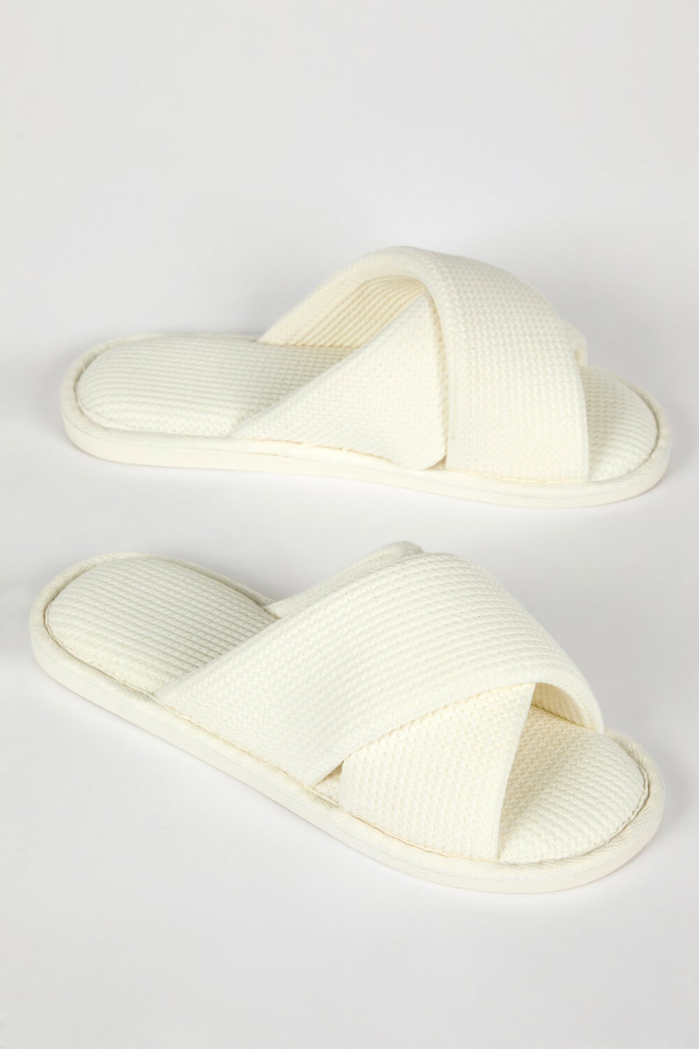White Waffle Crossover Slipper, Image 4 of 4