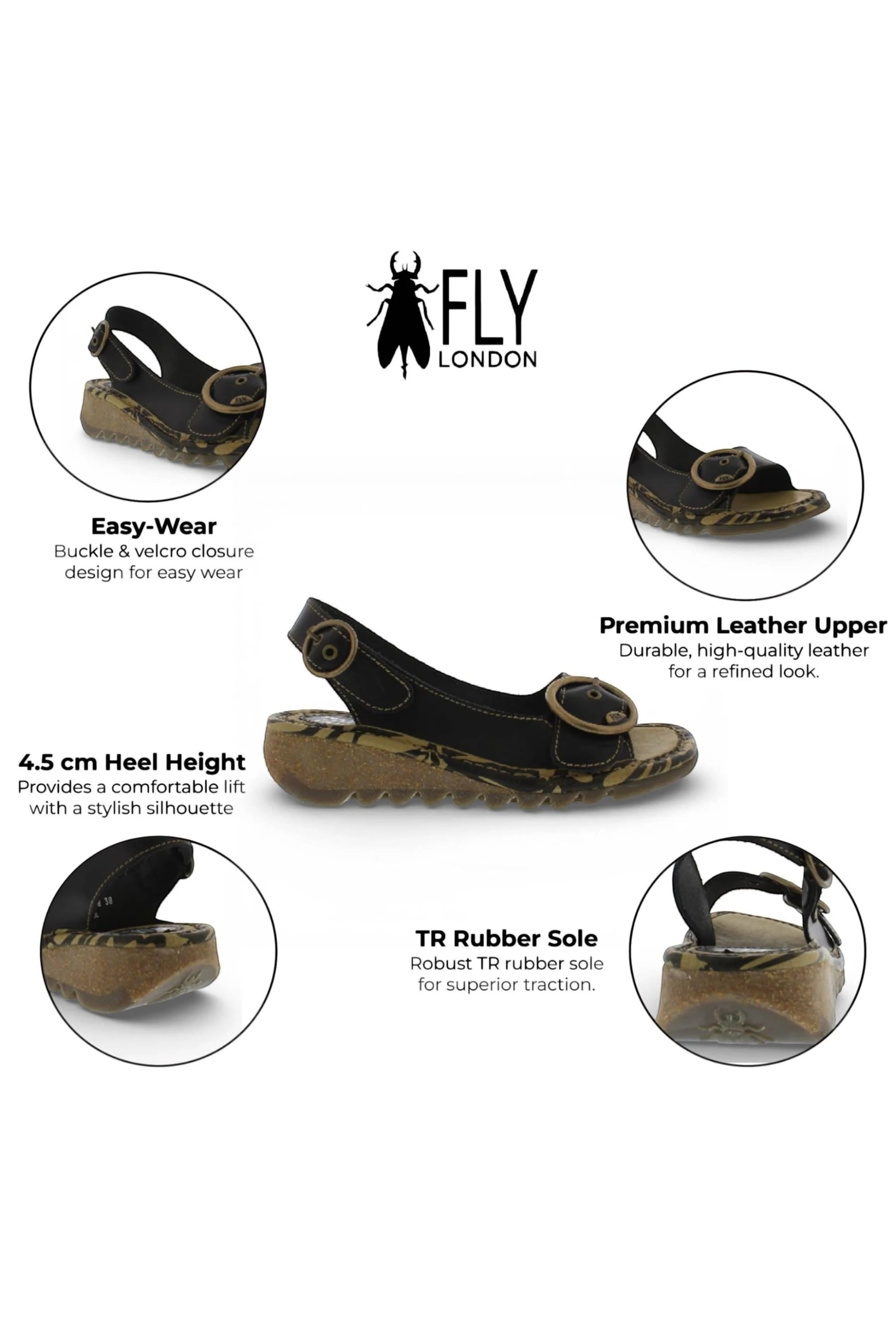 Black Womens Comfort Wedge Sandals-TRAM723FLY, Image 3 of 7
