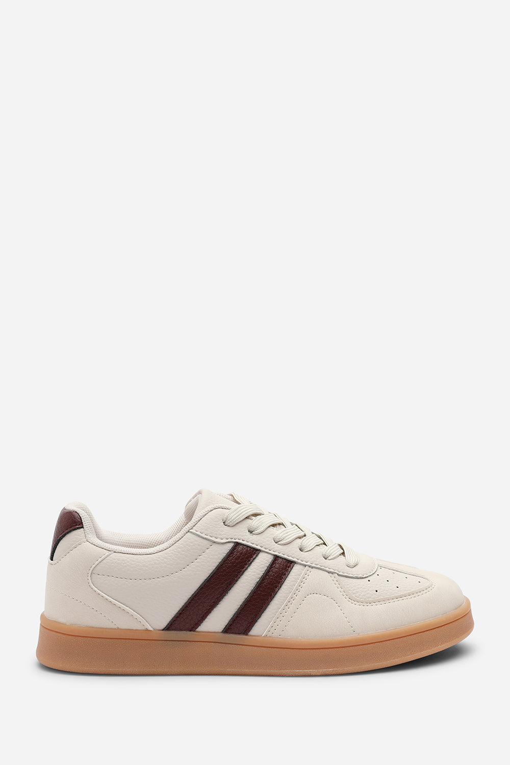 Beige 'Xia' Classic Retro Lace Up Trainer with Stripes, Image 2 of 8