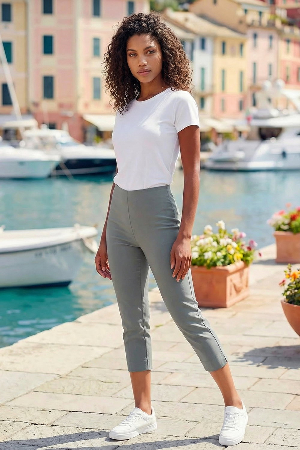 KHAKI Petite Cropped Stretch Trouser, Image 4 of 3