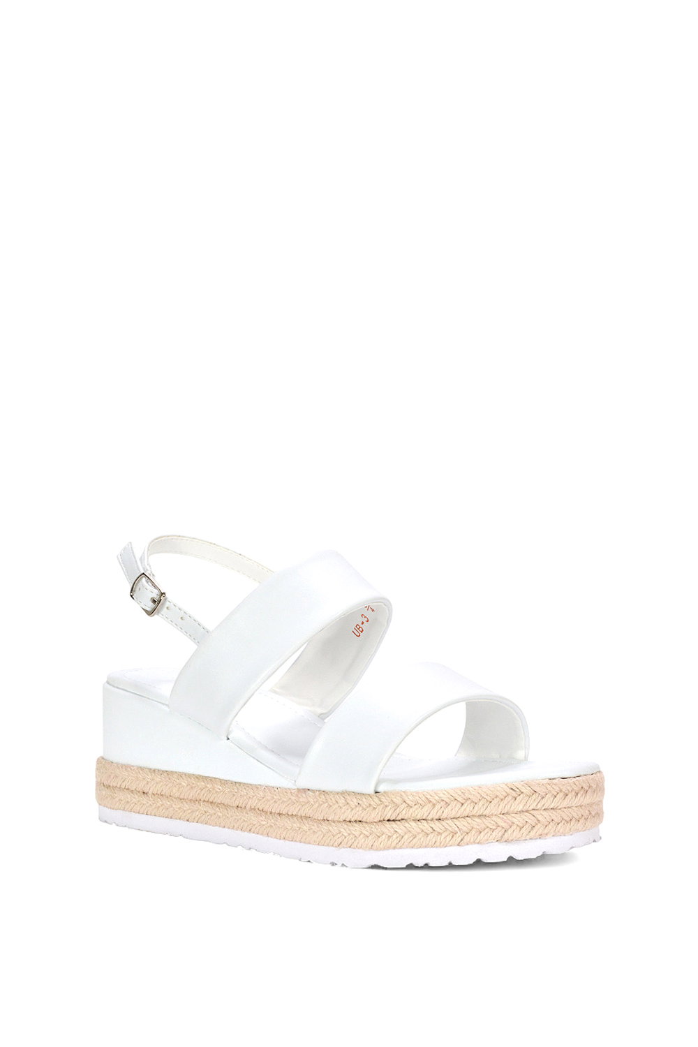 White XY LONDON White 'Ally' Low Heel Platform Wedge Espadrill  Slingback Sandals, Image 2 of 5