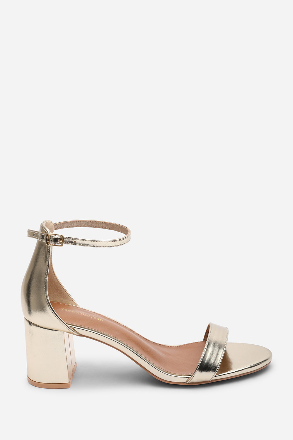 Gold Where's That From Gold Beacon Ankle Strap Block Heel Sandals, Image 2 of 6
