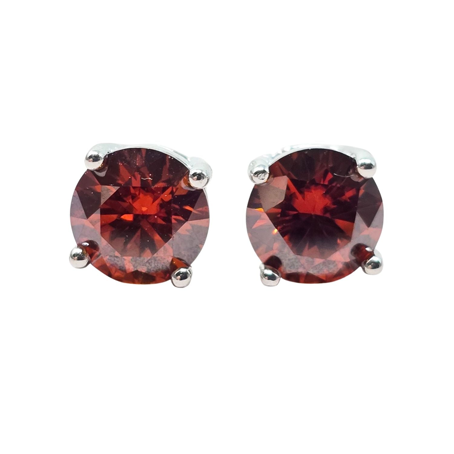Silver Garnet Moissanite Crystal Sterling Silver Earrings, Image 1 of 2