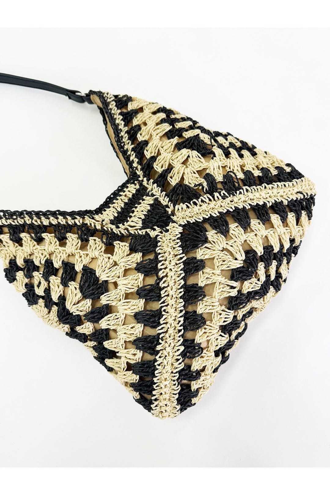 Black Black Woven Straw Shoulder Bag, Image 2 of 5