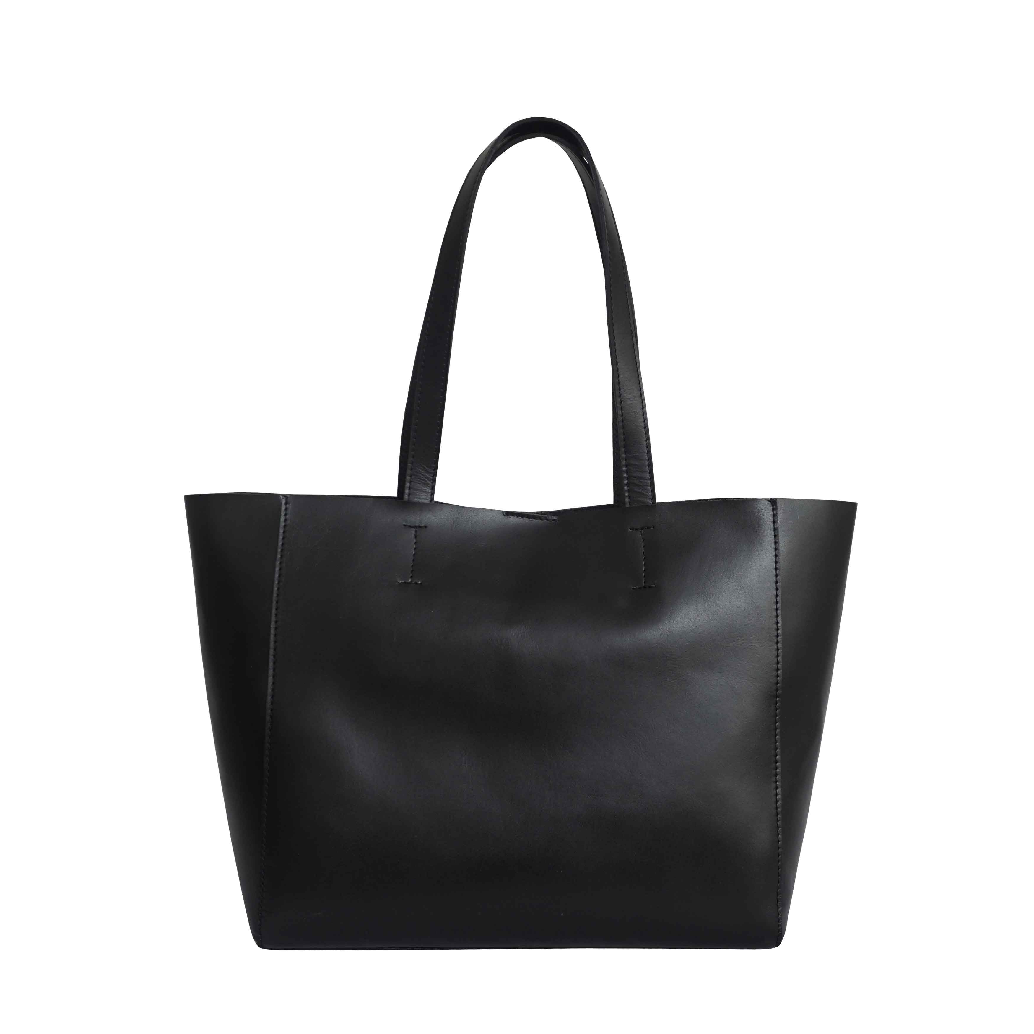 Black 'ABINGDON' Real Leather Designer Tote Bag, Image 4 of 6