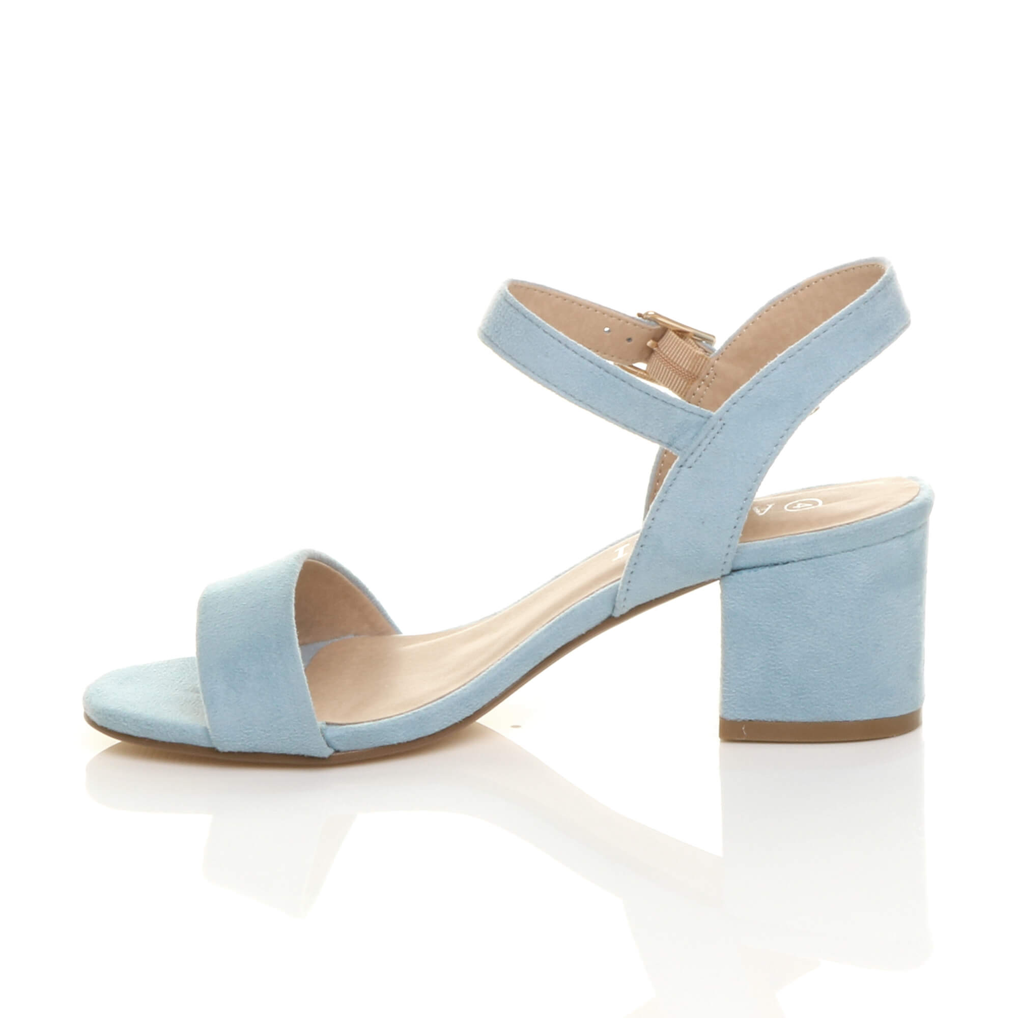 Light Blue AJVANI Light Blue Mid Block Heel Strappy Sandals, Image 3 of 5