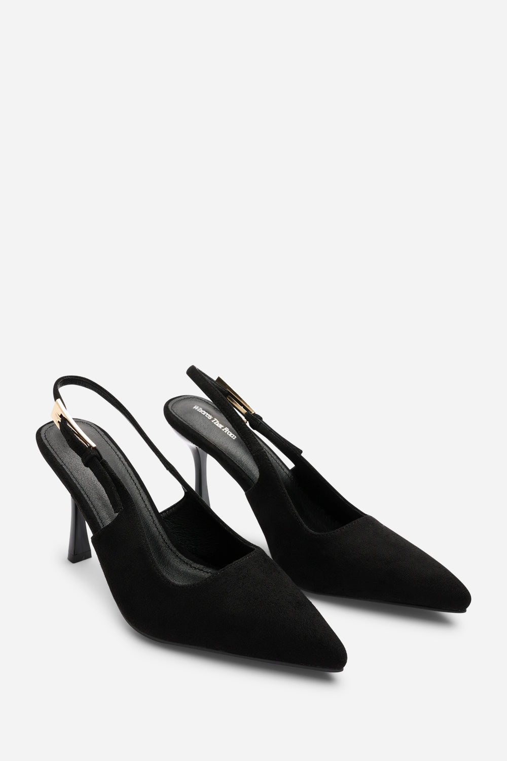 Black 'Tiana' Pointed Toe Sling Back Mid Heel, Image 4 of 6