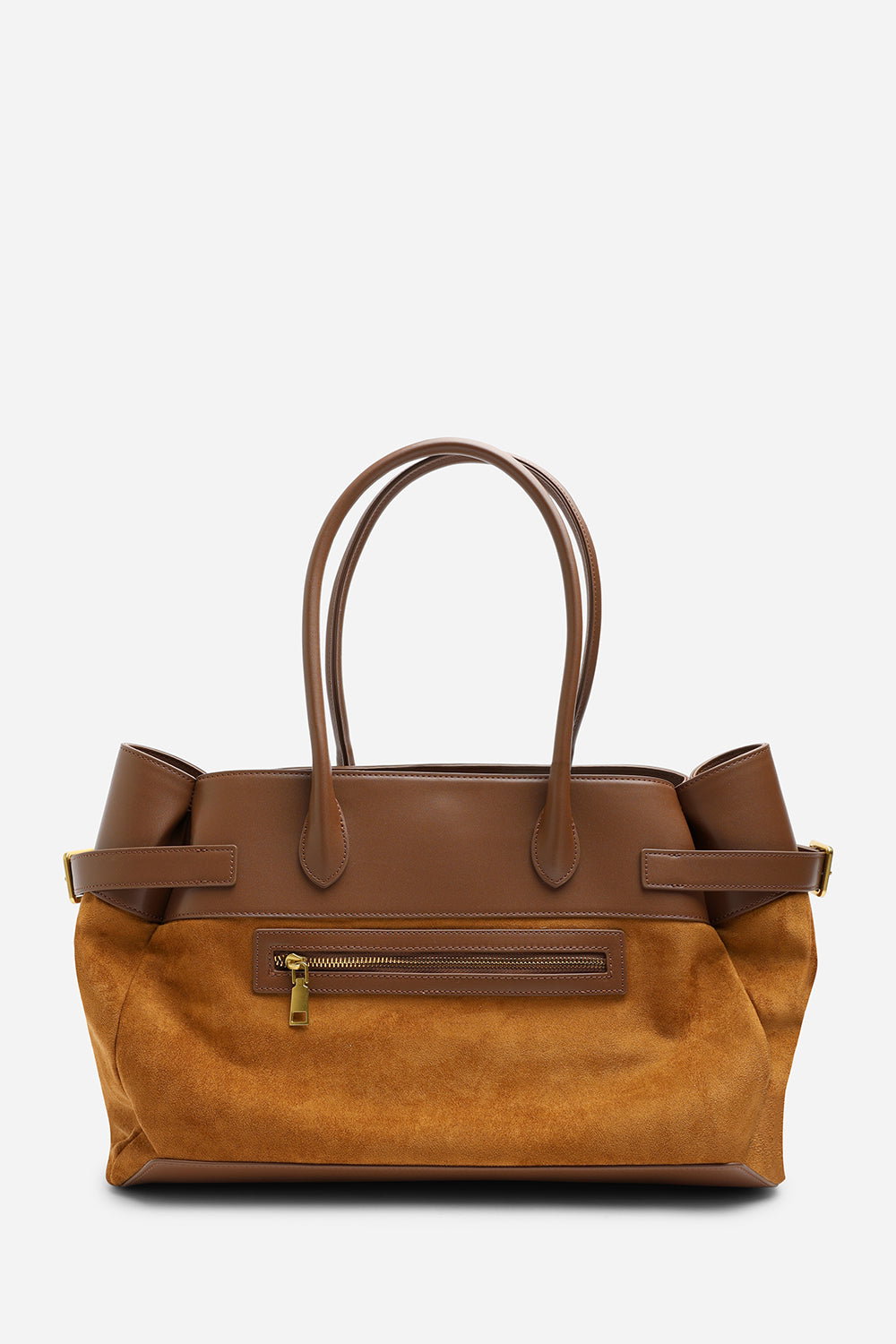 Brown Lyanna Buckled Tote Bag with Side Zip, Image 1 of 6
