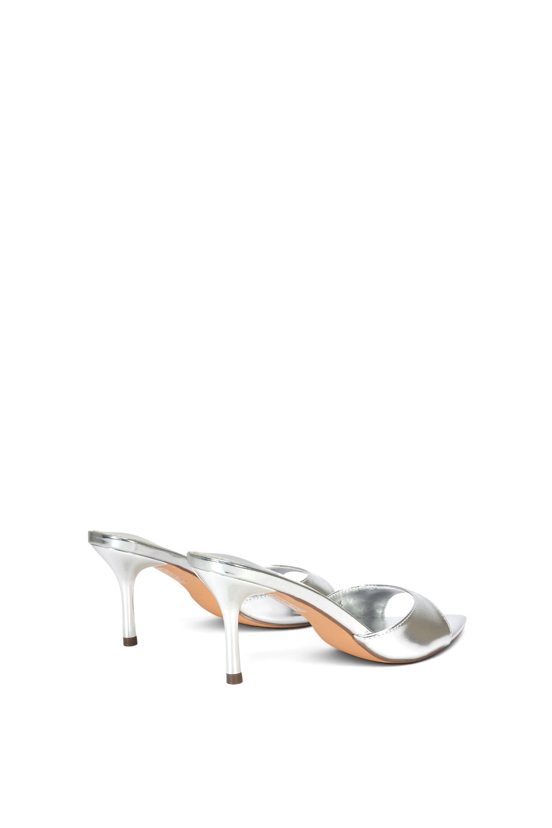 Silver 'Kallie' Slip On Stiletto Heeled Mules With Open Toe, Image 4 of 6