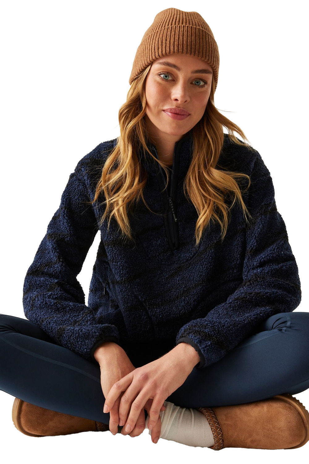 Multi Frankie Abstract Borg Half Zip Fleece Jacket, Image 4 of 6